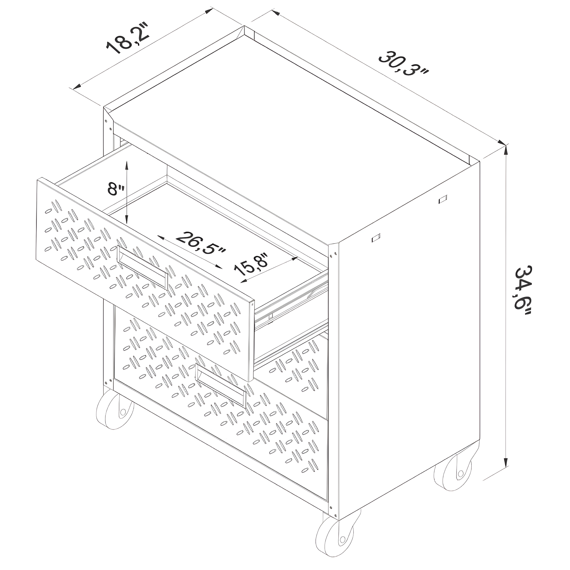 Fortress Gray Stainless Steel 30'' Lockable Rolling Chest