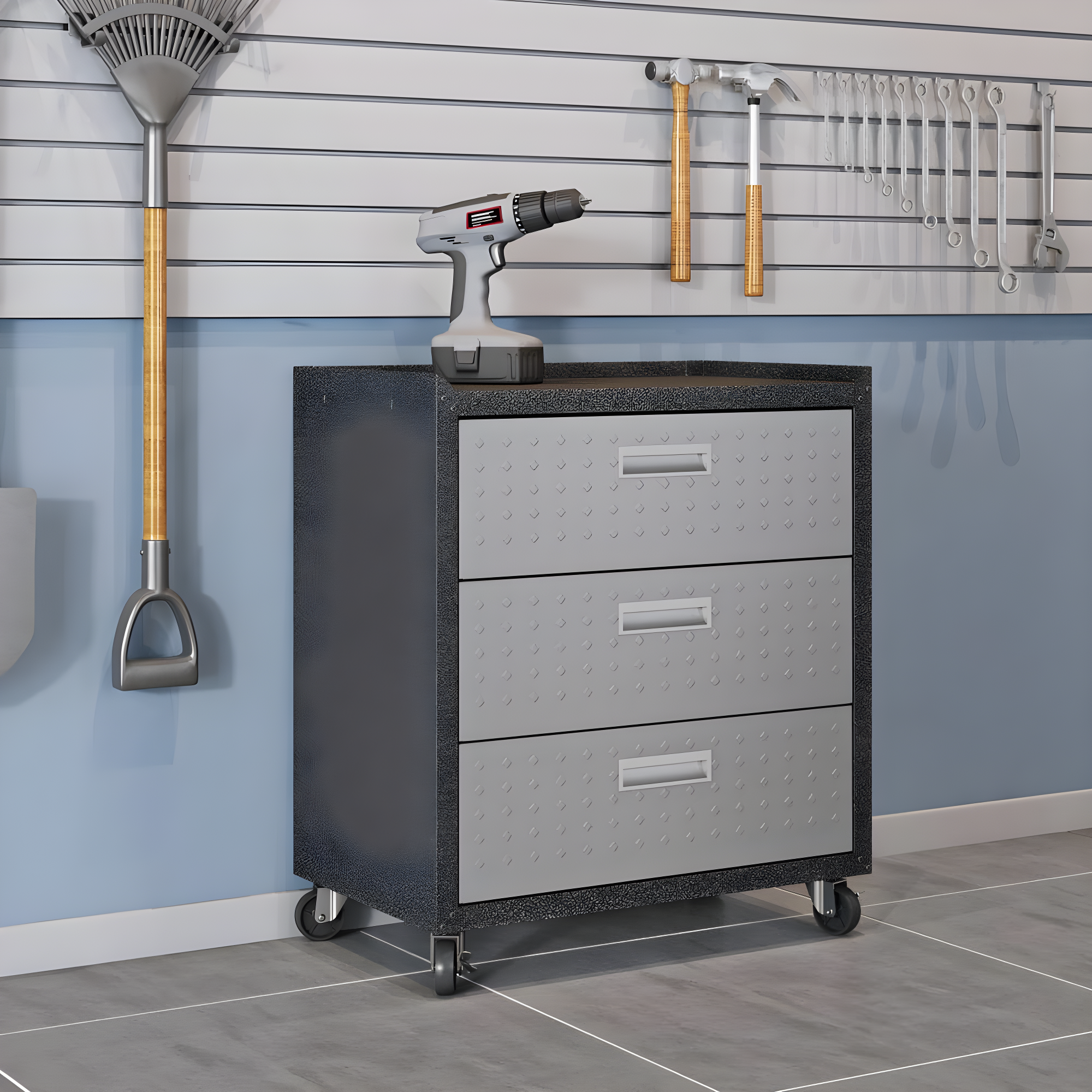 Fortress Gray Stainless Steel 30'' Lockable Rolling Chest
