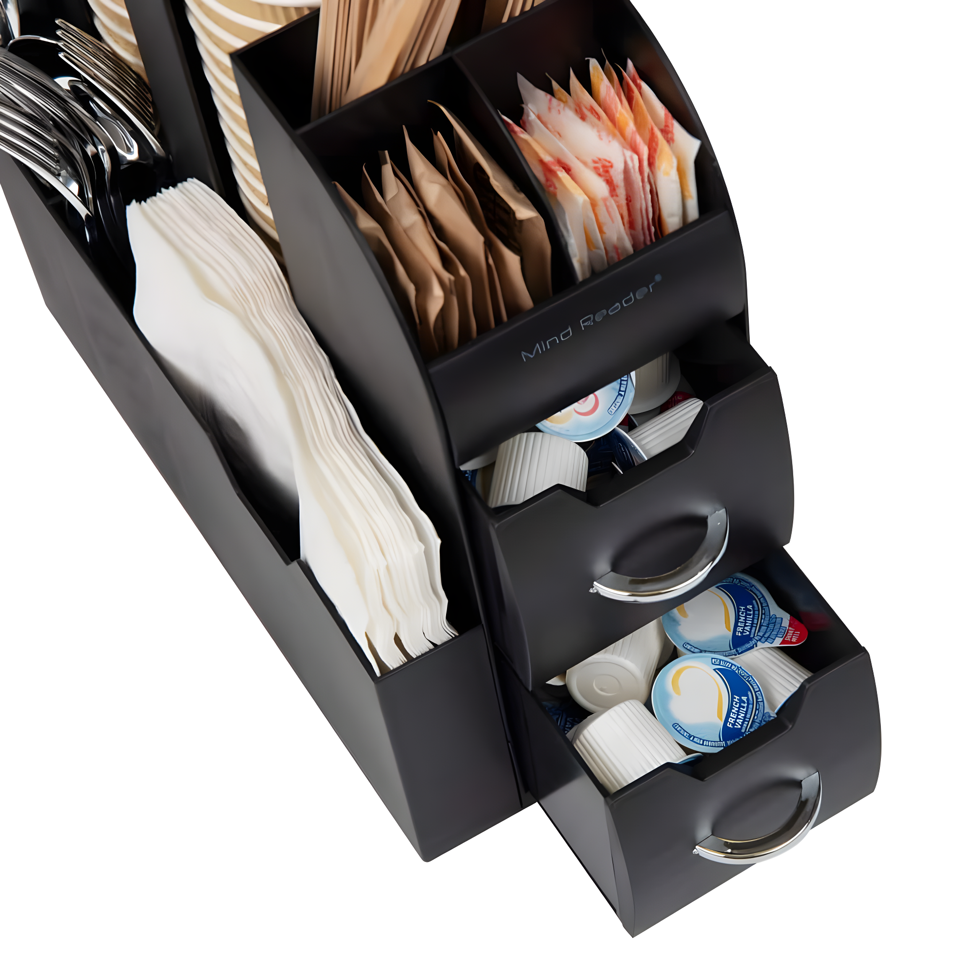 Mind Reader Single Serve Coffee Pod Drawer and Cup Condiment Set, 2 Pcs., 36 Pod Capacity, 5.35"L x 11.25"W x 11.15"H