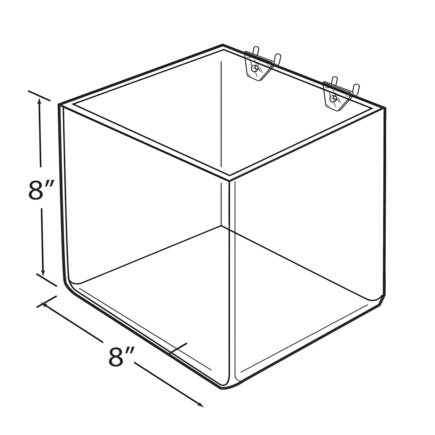 8" Cube Bin for Pegboard or Slatwall, 4-Pack