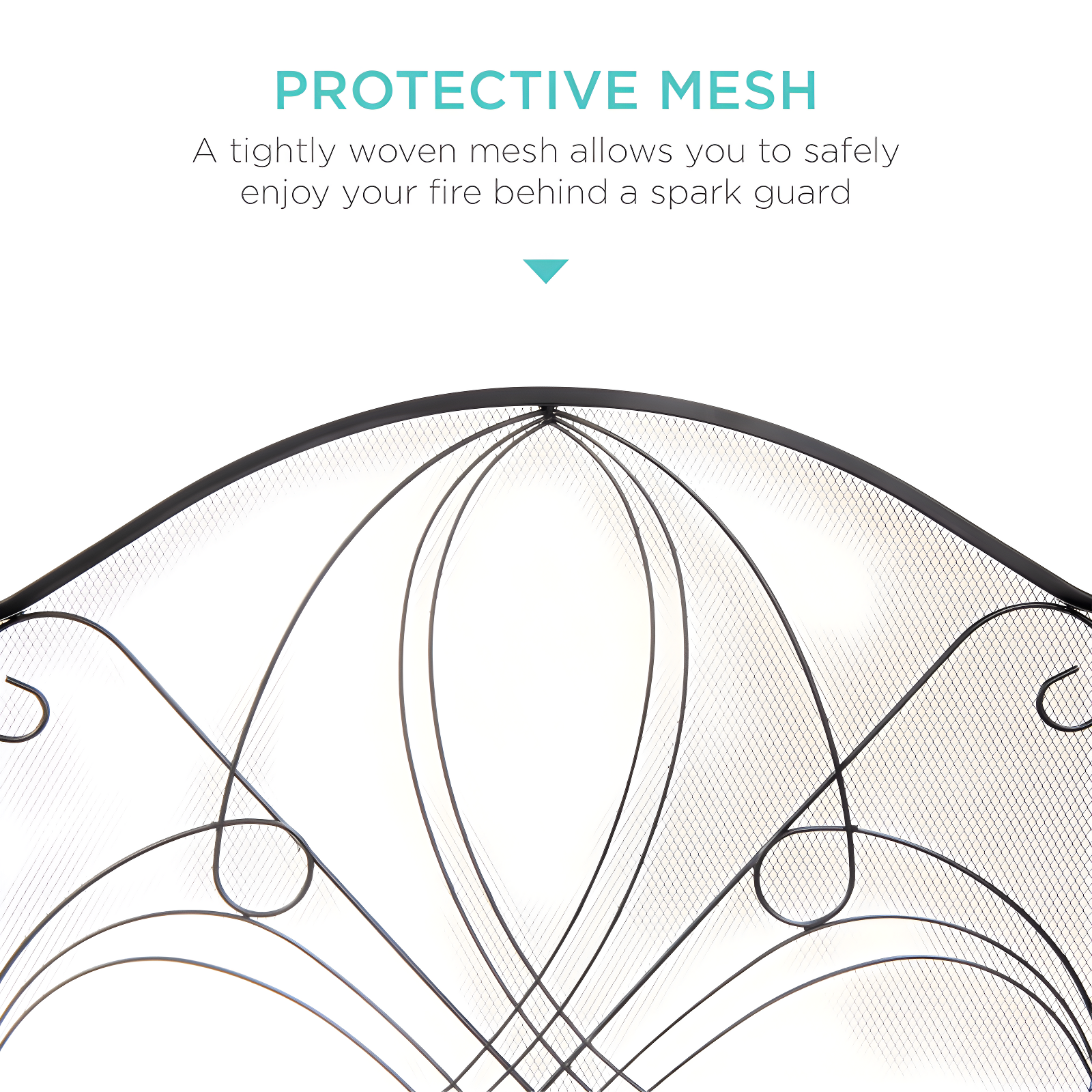 Winston Porter Lissowski 3-Panel 55"x33" Wrought Iron Fireplace Safety Screen Decorative Scroll Spark Guard Cover