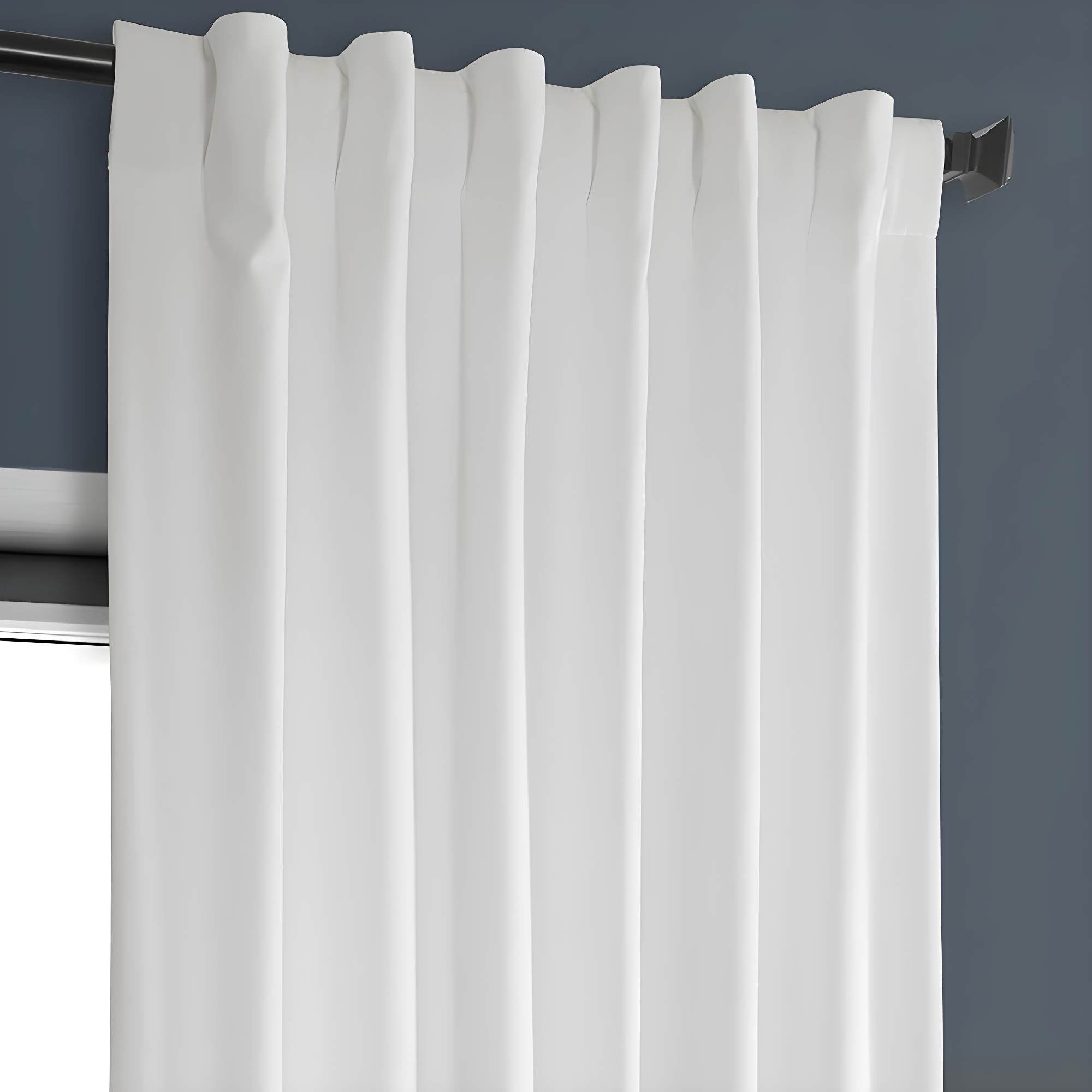 Pillow White Velvet Rod Pocket Room Darkening Curtain - 50 in. W x 108 in. L Single Panel Window Velvet Curtain