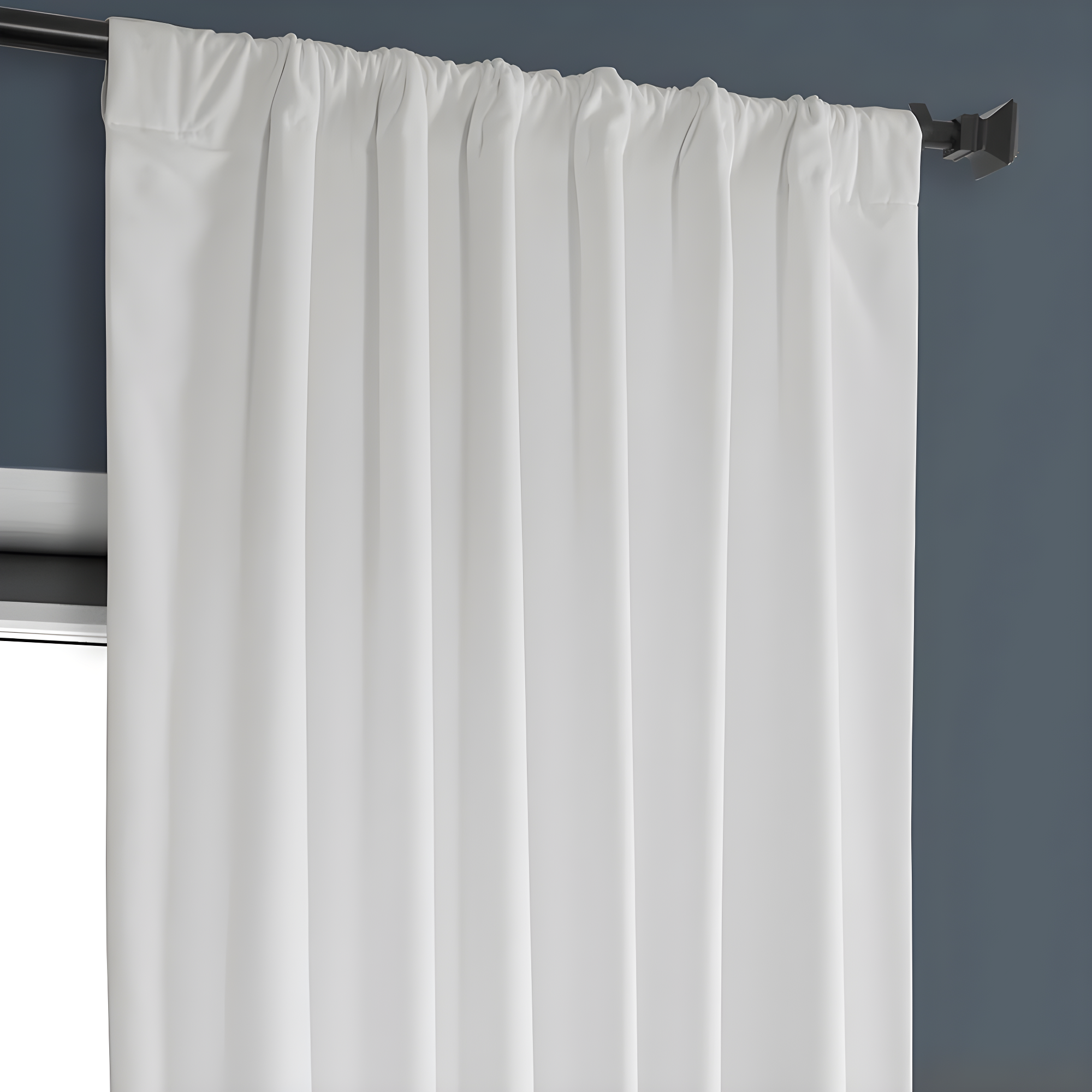 Pillow White Velvet Rod Pocket Room Darkening Curtain - 50 in. W x 108 in. L Single Panel Window Velvet Curtain