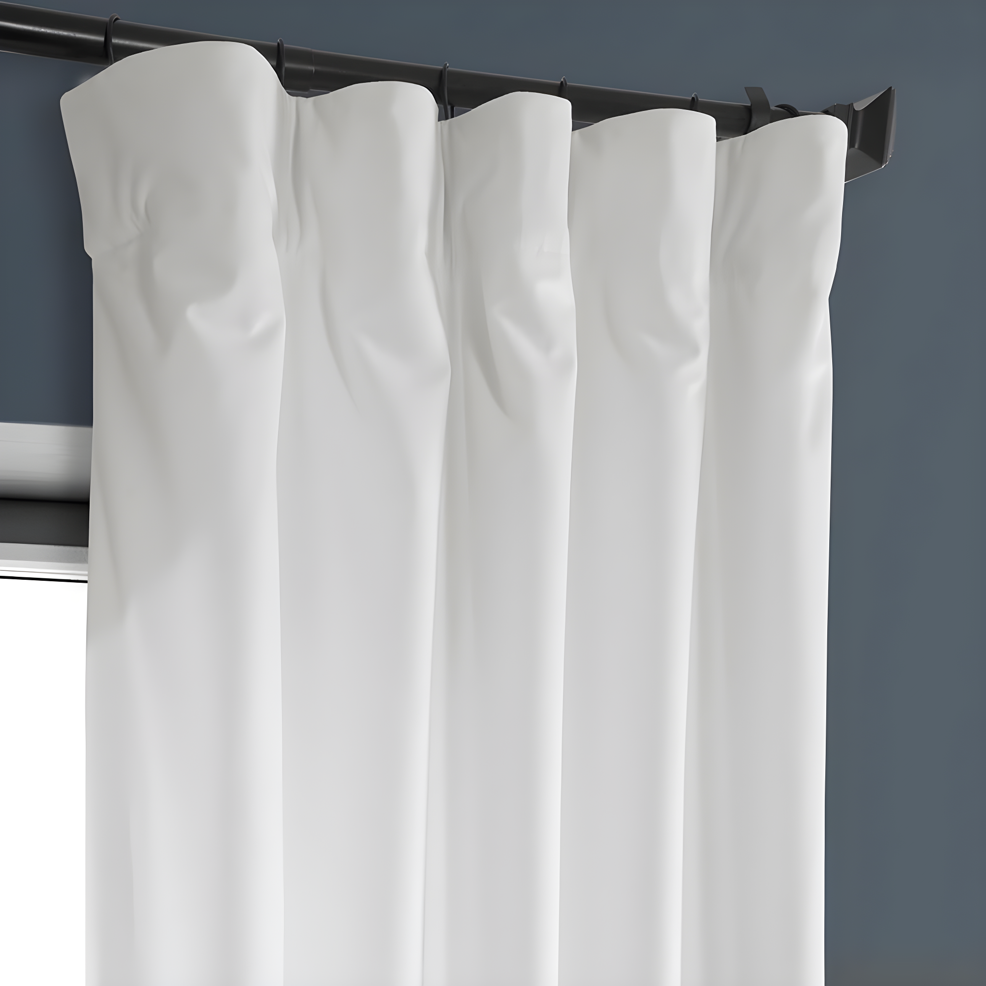 Pillow White Velvet Rod Pocket Room Darkening Curtain - 50 in. W x 108 in. L Single Panel Window Velvet Curtain
