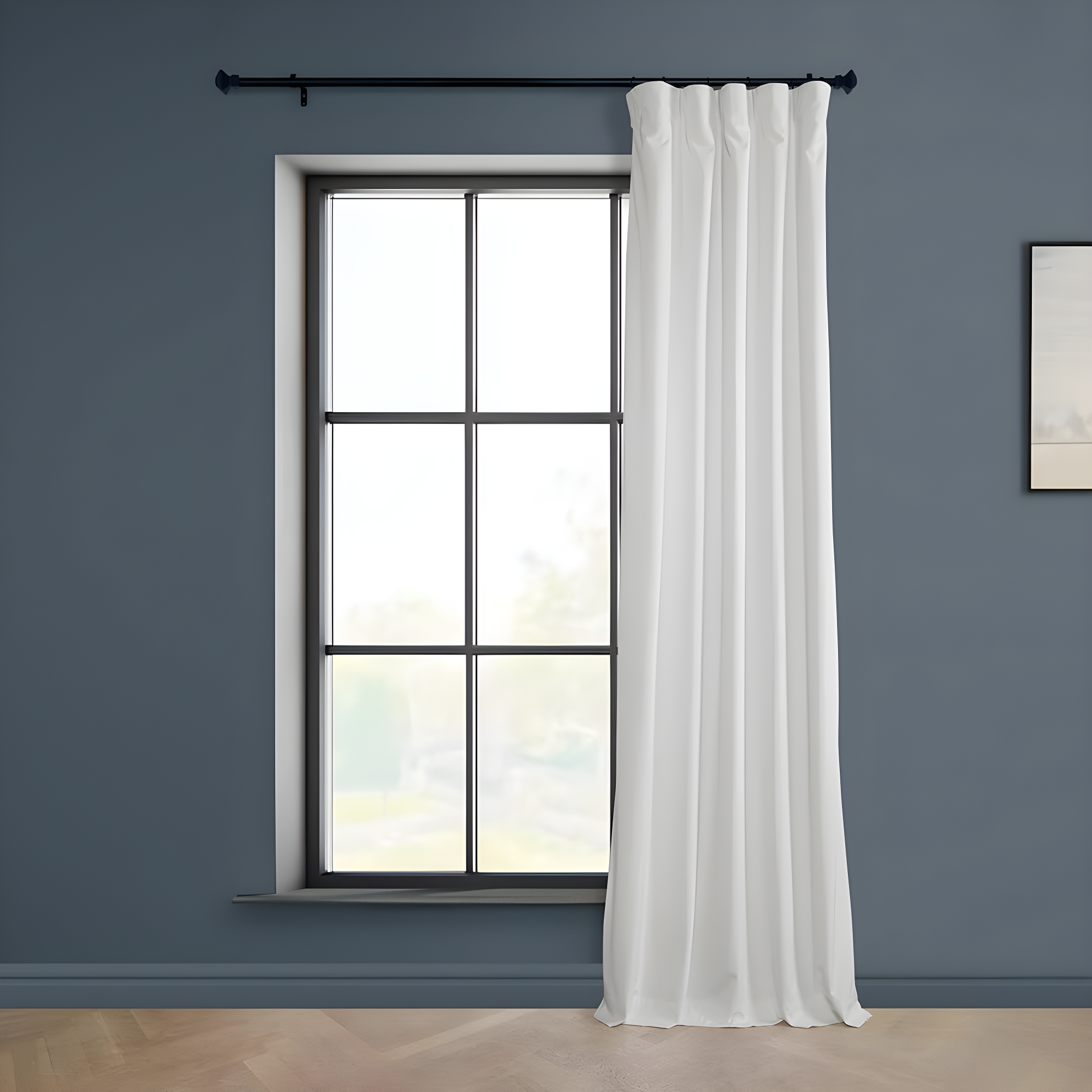 Pillow White Velvet Rod Pocket Room Darkening Curtain - 50 in. W x 108 in. L Single Panel Window Velvet Curtain