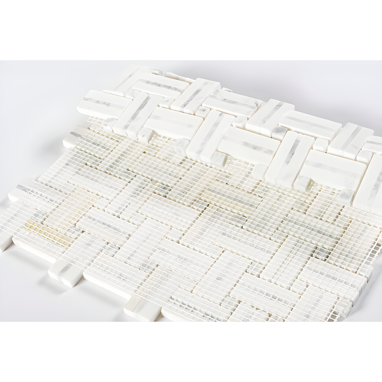Fabrique 1" x 2" Natural Stone Marble Basketweave Kitchen Backsplash, Bathroom Mosaic Wall and Floor Tile
