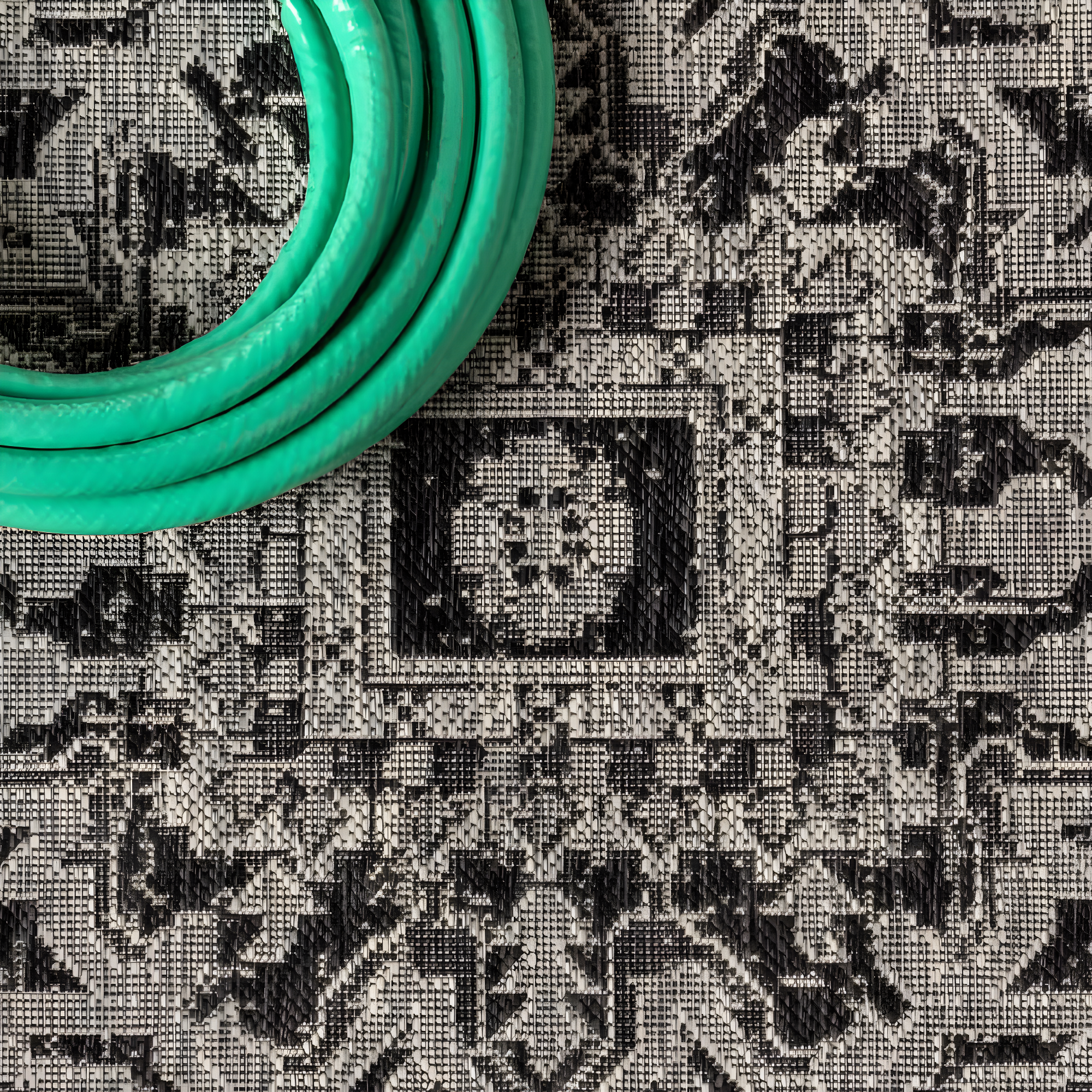 3'x5' Estrella Bohemian Medallion Textured Weave Indoor/Outdoor Area Rug, Black/Gray - JONATHAN Y
