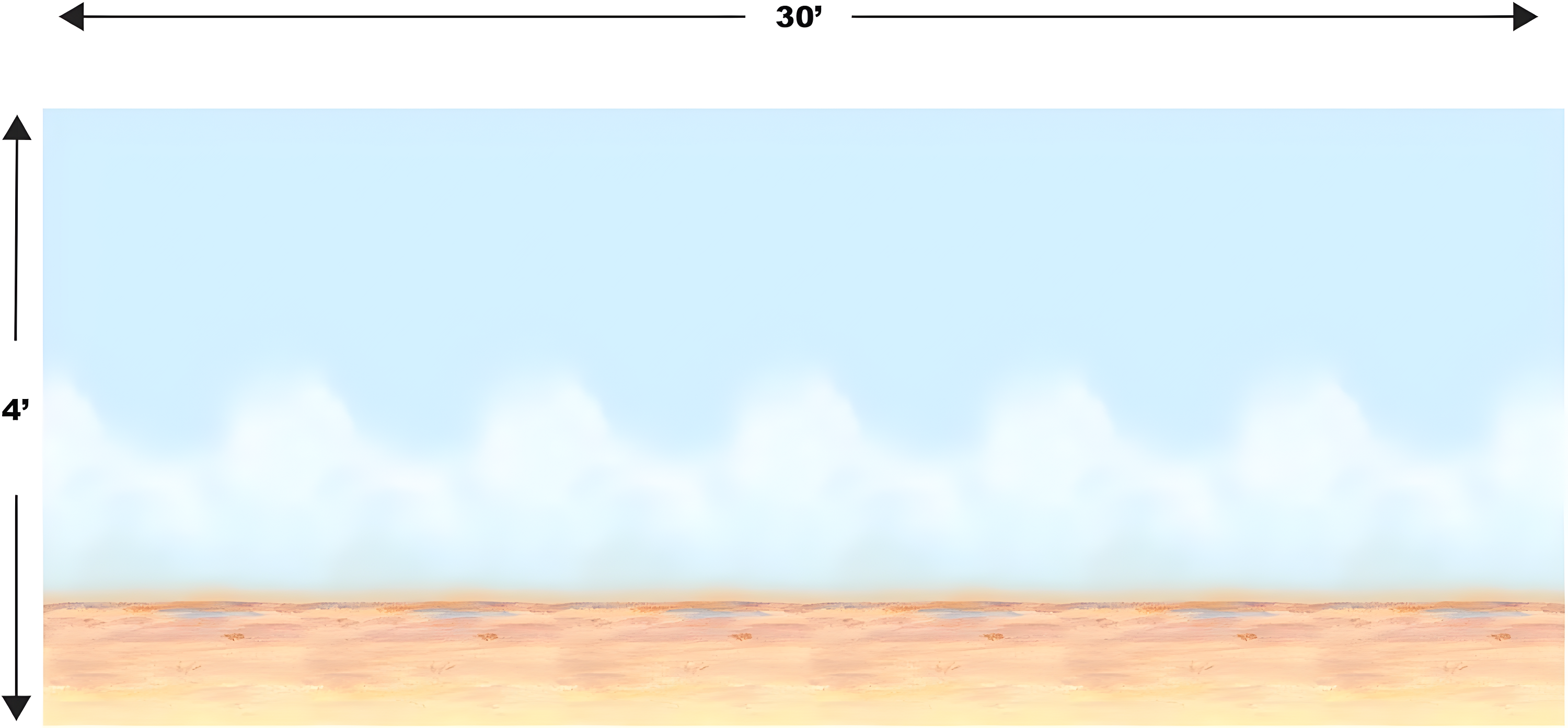 Beistle Printed Plastic Desert Sky & Sand Photography Backdrop for Western Theme Birthday Party Photo Booth Background, 4' x 30', Blue/Tan/White