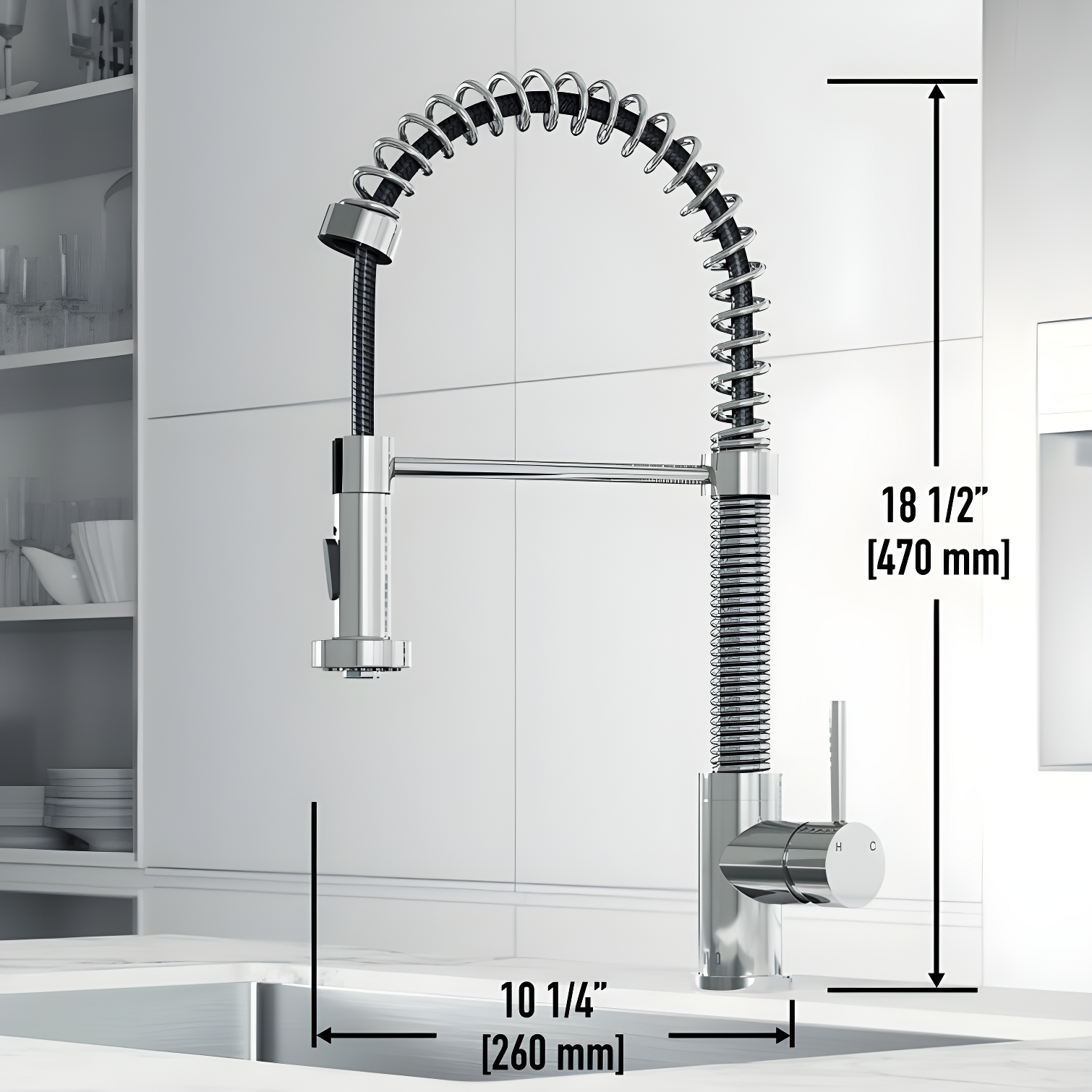 Edison 19" H 1-handle Pull-Down 2-Function Sprayer Kitchen Faucet