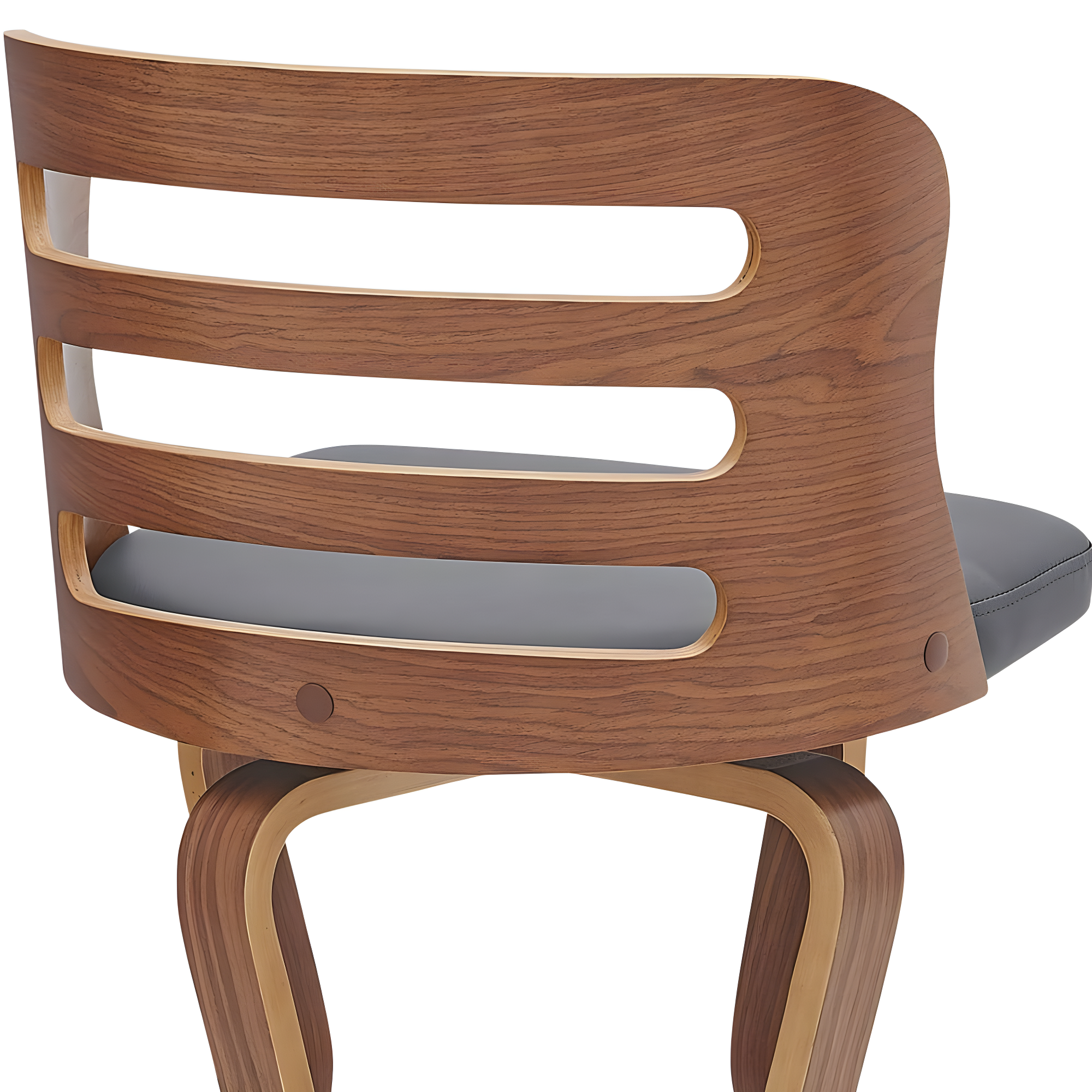 Armen Living 26" Verne Counter Height Barstool with Faux Leather and Wood Finish Walnut/Gray