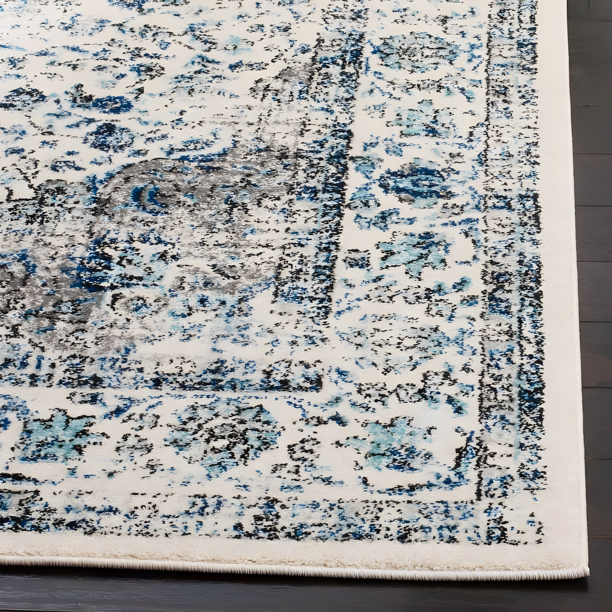 Evoke EVK220 Power Loomed Area Rug - Ivory/Grey - 6'7"x6'7" - Safavieh.