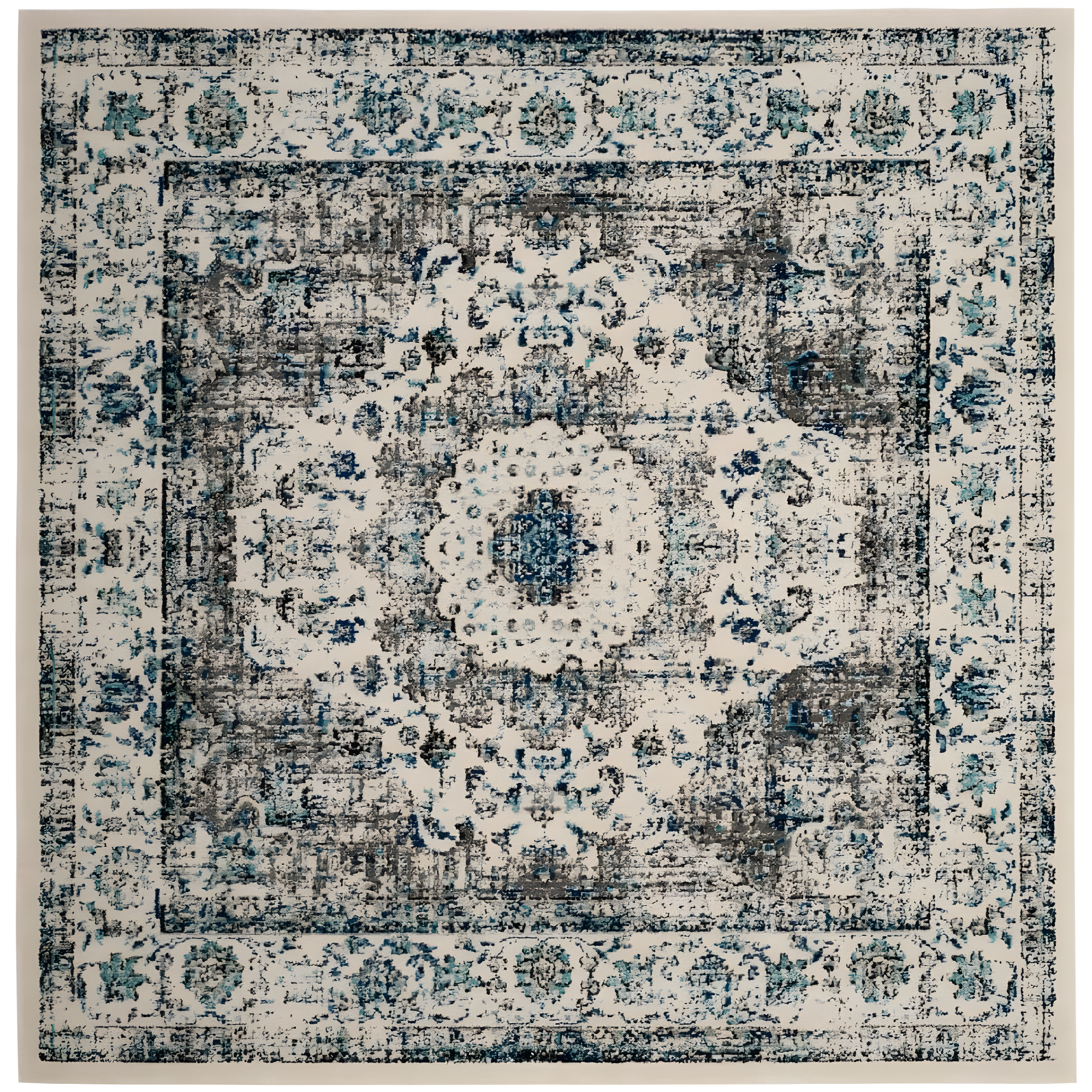 Evoke EVK220 Power Loomed Area Rug - Ivory/Grey - 6'7"x6'7" - Safavieh.