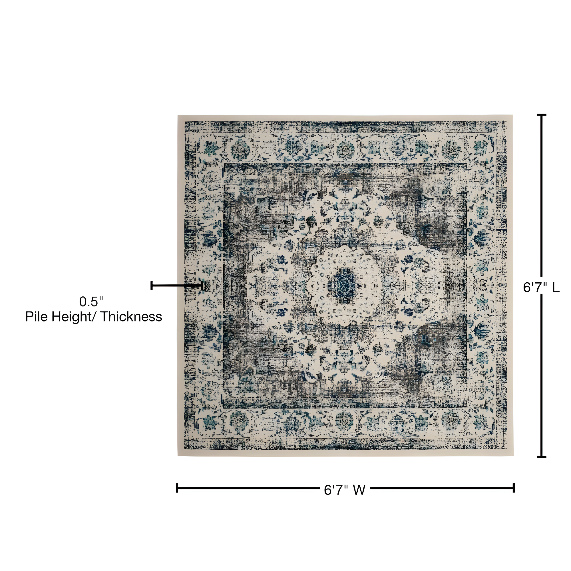 Evoke EVK220 Power Loomed Area Rug - Ivory/Grey - 6'7"x6'7" - Safavieh.