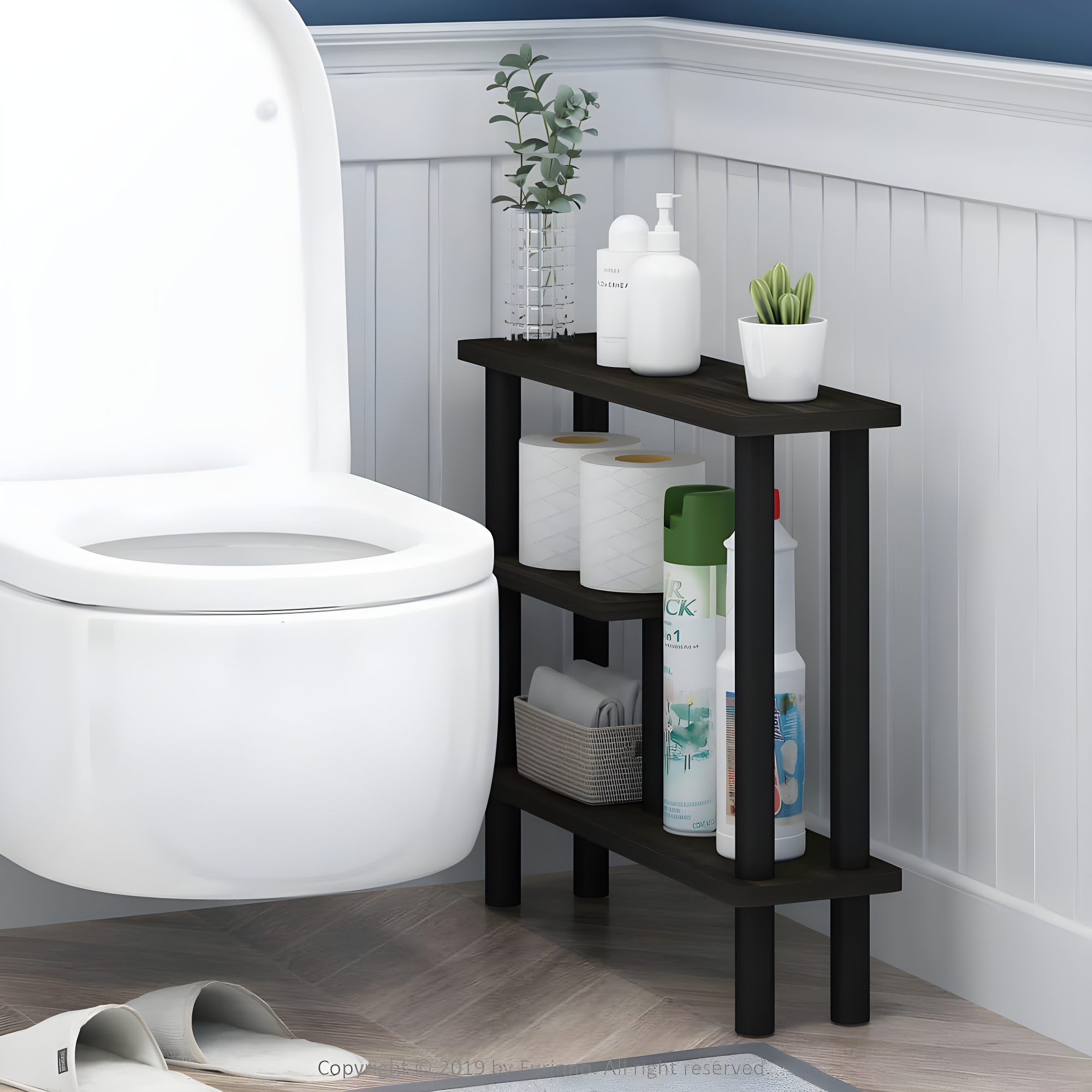 Furinno Turn-N-Tube Slim Space Saving Storage Rack, Espresso/Black