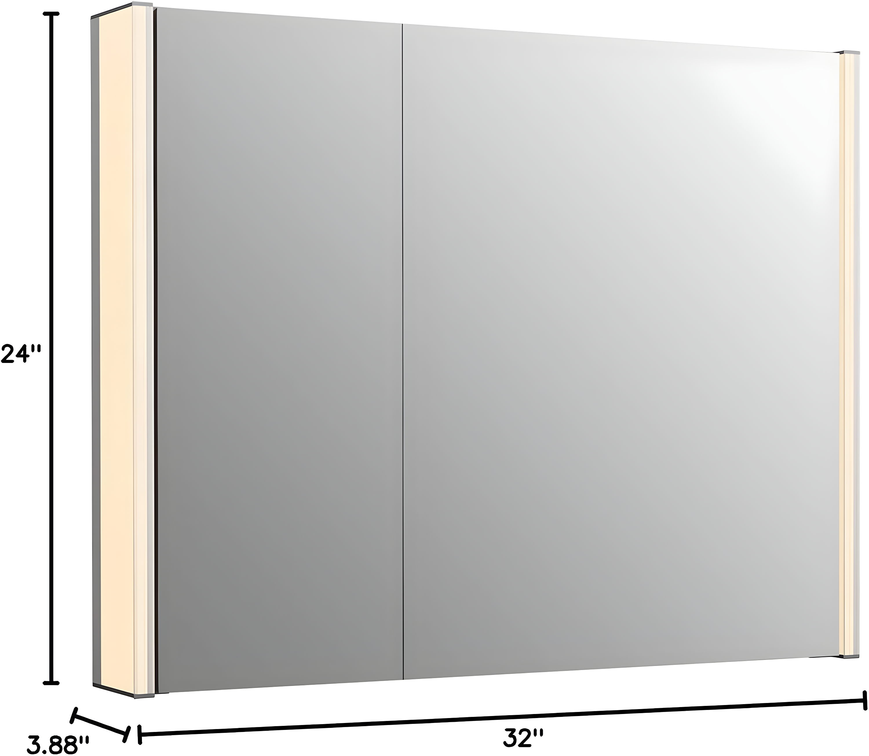 Maxstow Surface Mount Frameless Medicine Cabinet with LED Lighting