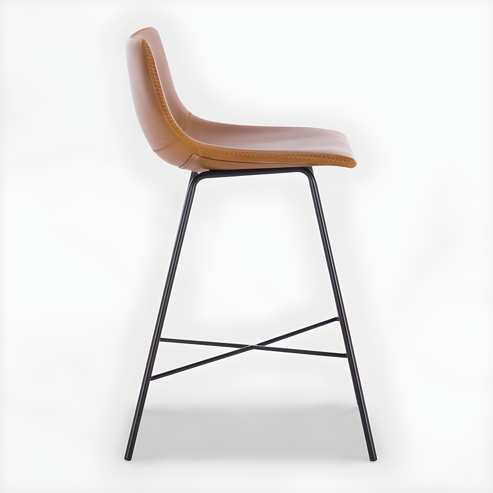 Poly & Bark Set of 2 24" High Paxton Counter Height Barstools Tan: Leatherette, Steel Base