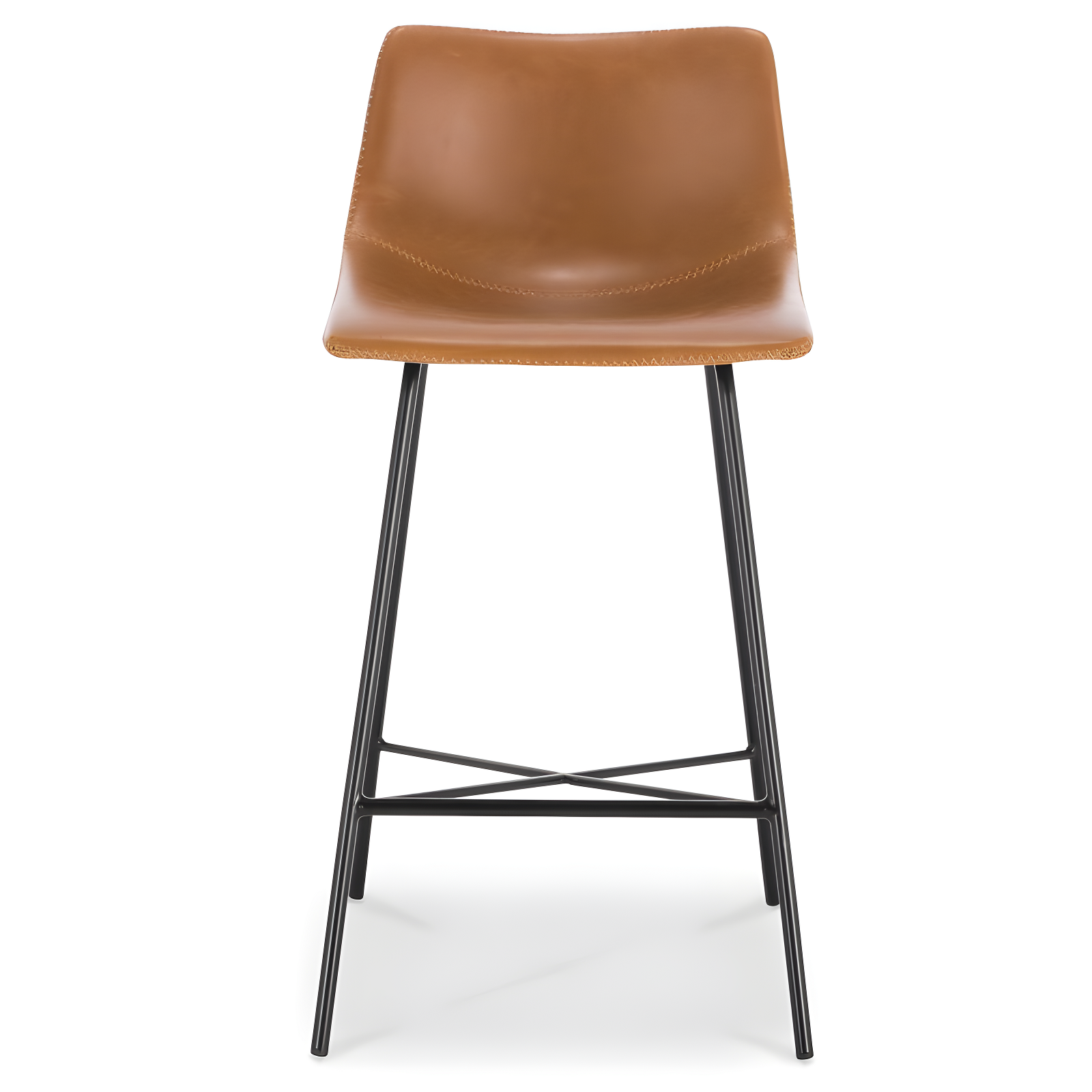 Poly & Bark Set of 2 24" High Paxton Counter Height Barstools Tan: Leatherette, Steel Base
