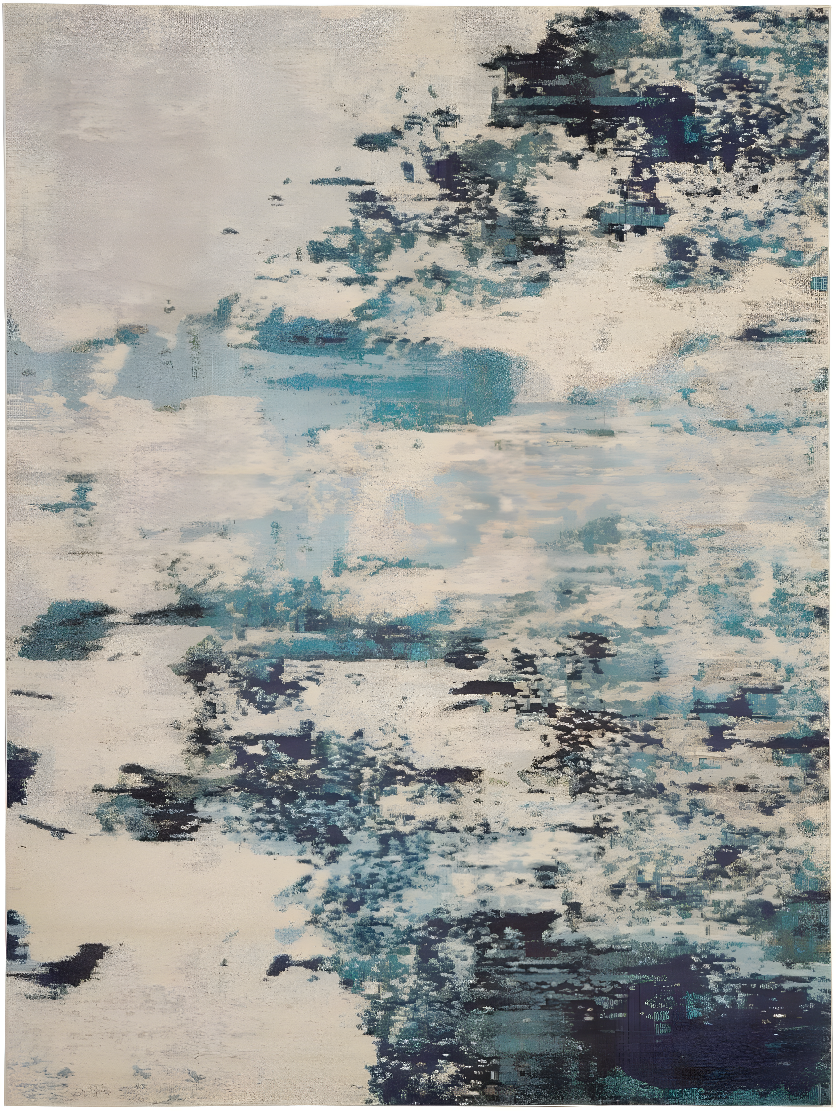 Nourison Celestial CES02 Indoor only Area Rug - Ivory/Teal Blue 9' x 12'