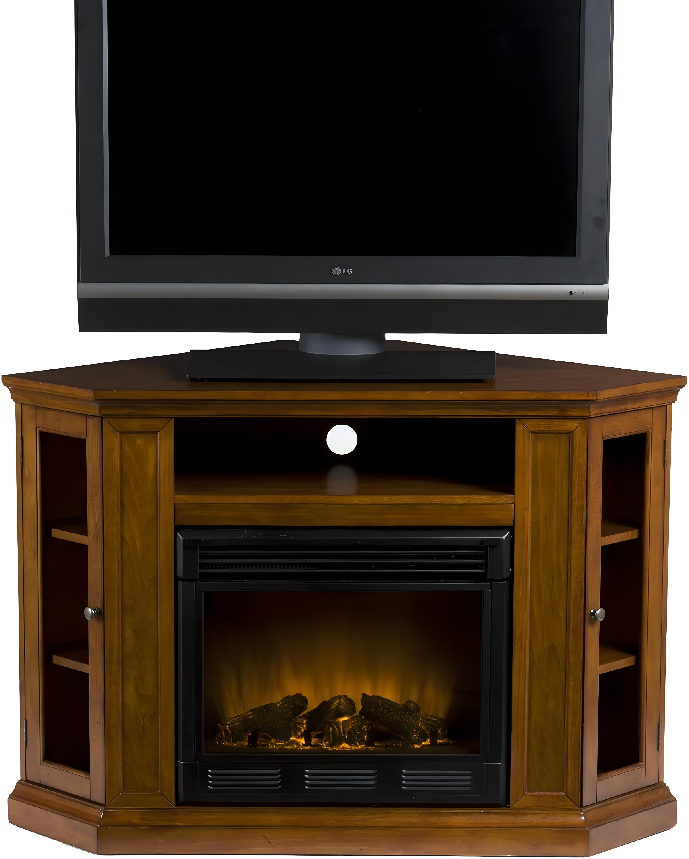 SEI Furniture Ponoma Convertible Media Electric Fireplace in Mahogany