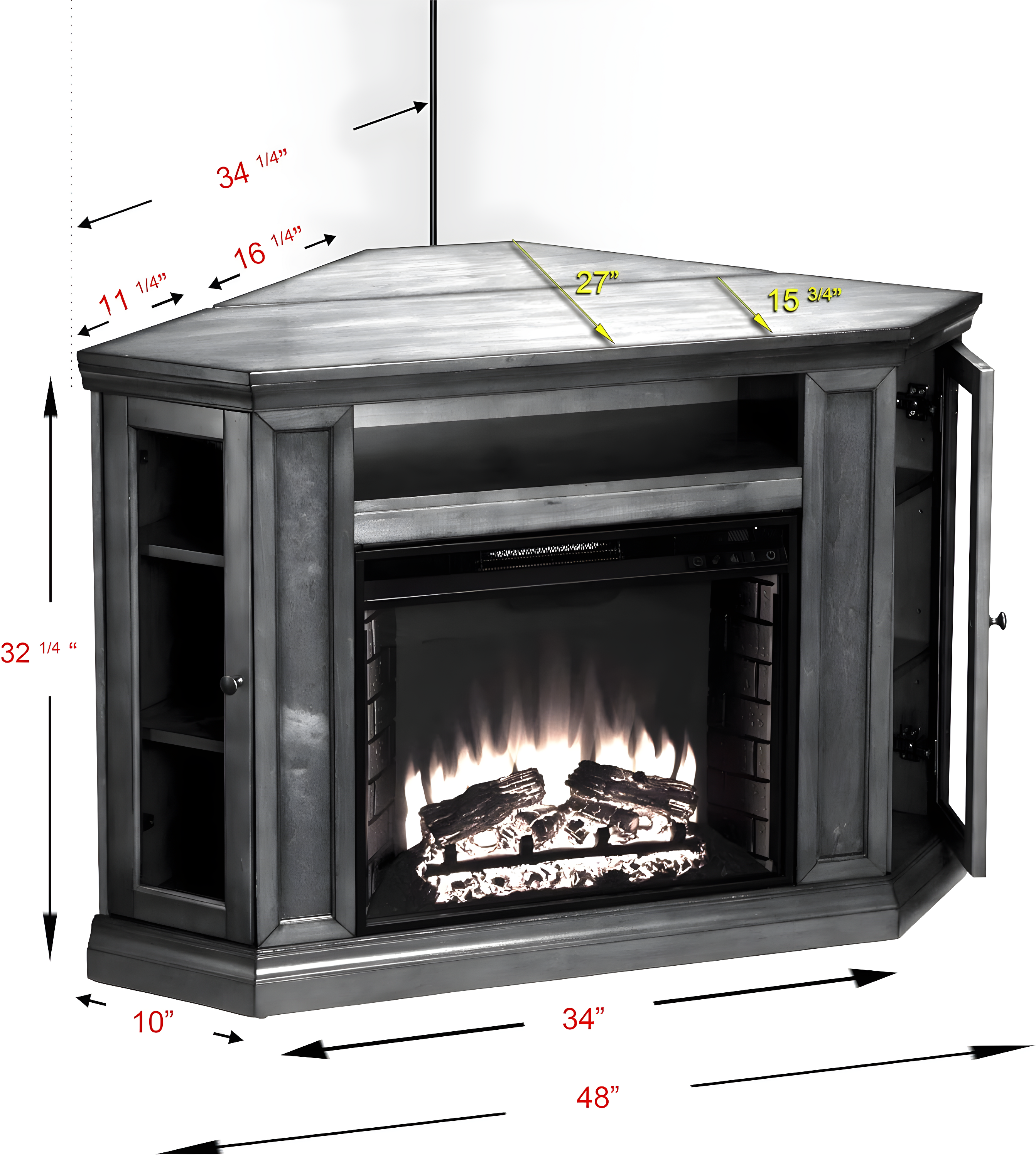 SEI Furniture Ponoma Convertible Media Electric Fireplace in Mahogany