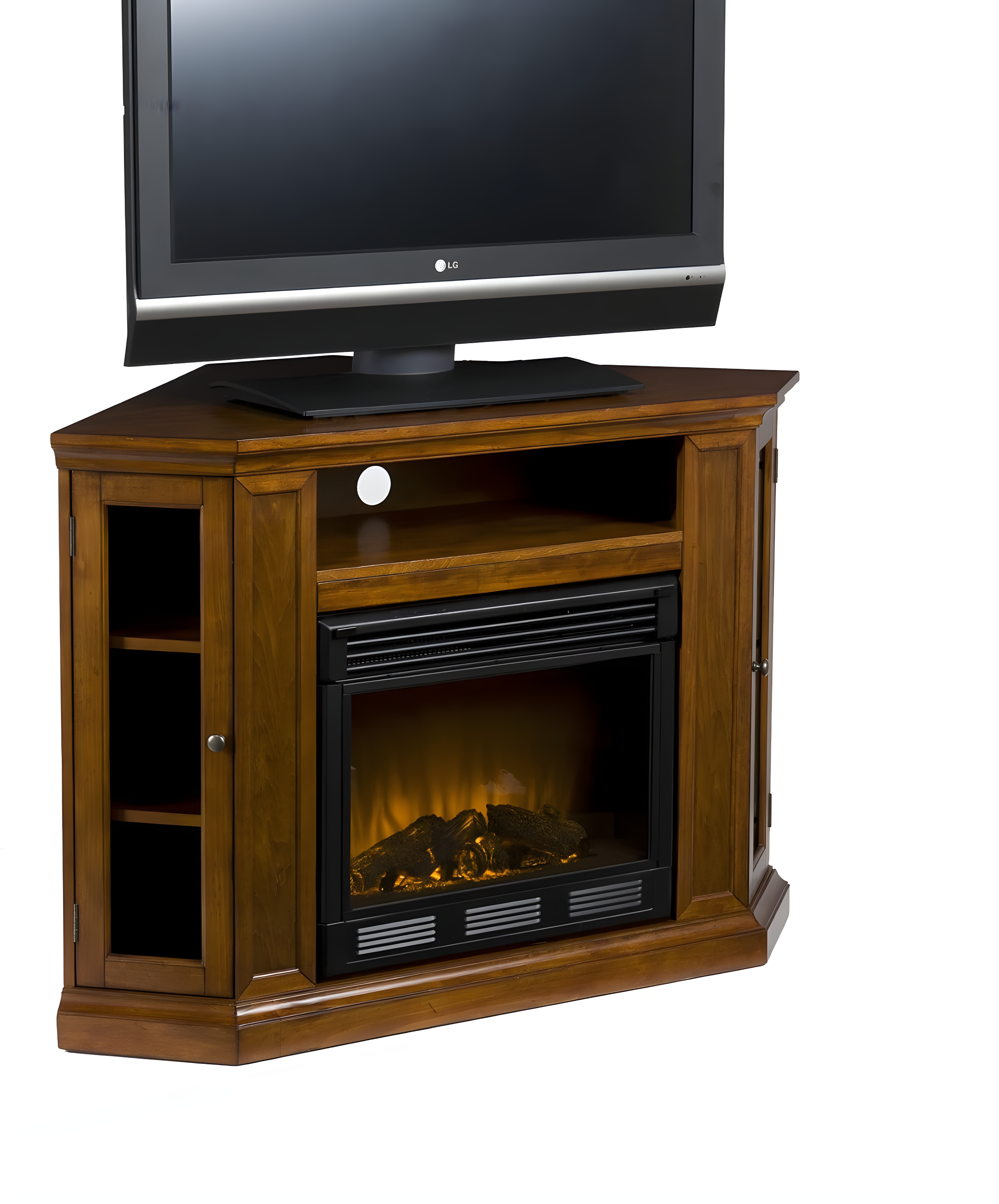 SEI Furniture Ponoma Convertible Media Electric Fireplace in Mahogany