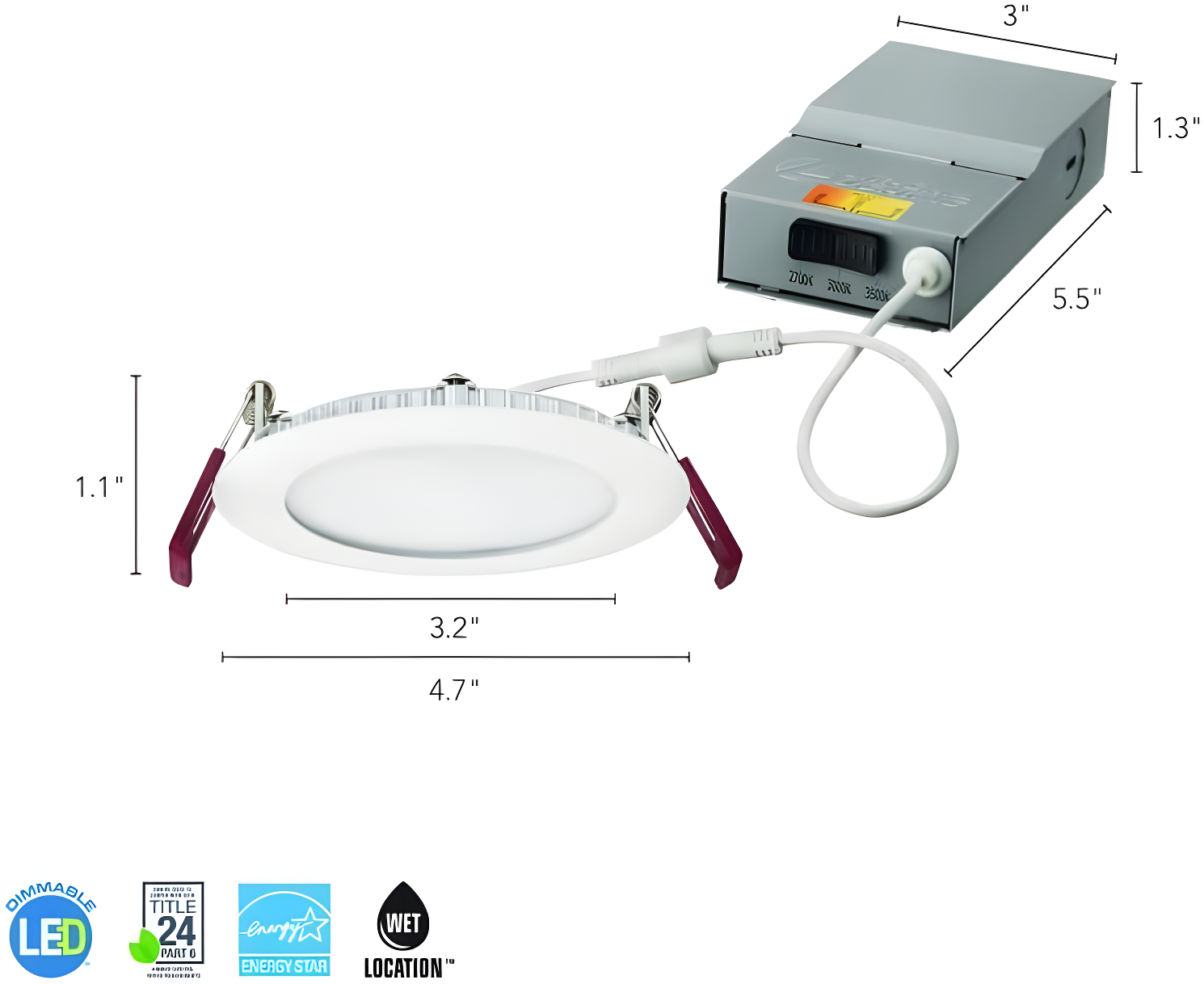 Wafer 4'' LED Retrofit Recessed Lighting Kit
