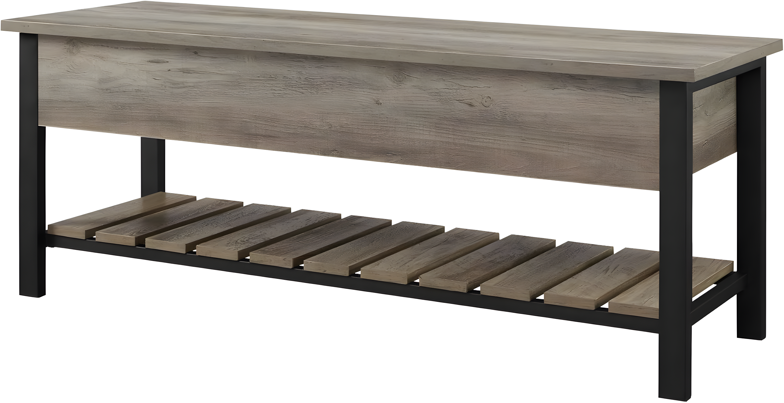 Walker Edison Storage Bench, Grey Wash