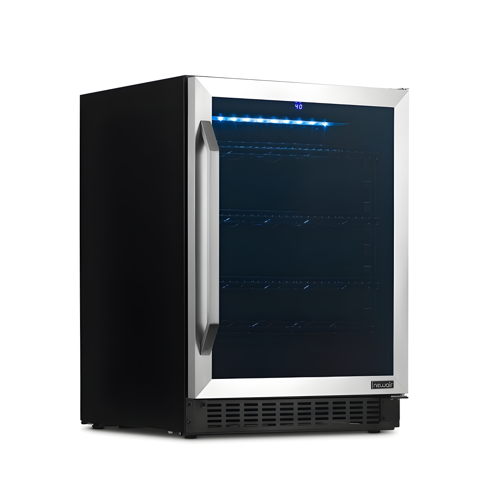 Newair FlipShelf 24" Wine and Beverage Refrigerator 179 Cans or 49 Bottles, Reversible Shelves, Built-in Fridge or Freestanding Drinks and Wine Cooler