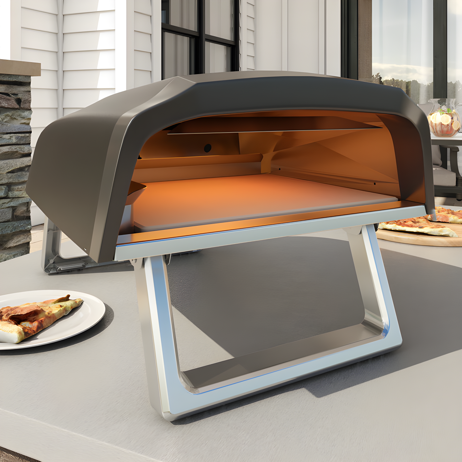 Commercial Chef Commercial Chef Countertop Propane Pizza Oven with Dual Burners