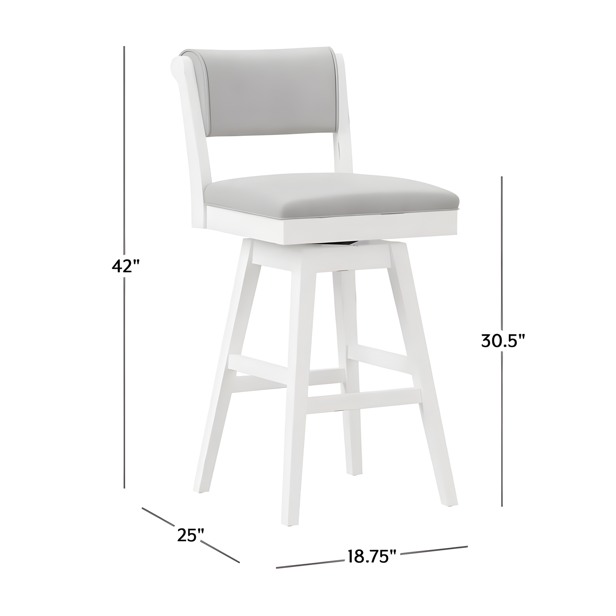 Clarion Wood and Upholstered Bar Height Swivel Stool Sea White - Hillsdale Furniture