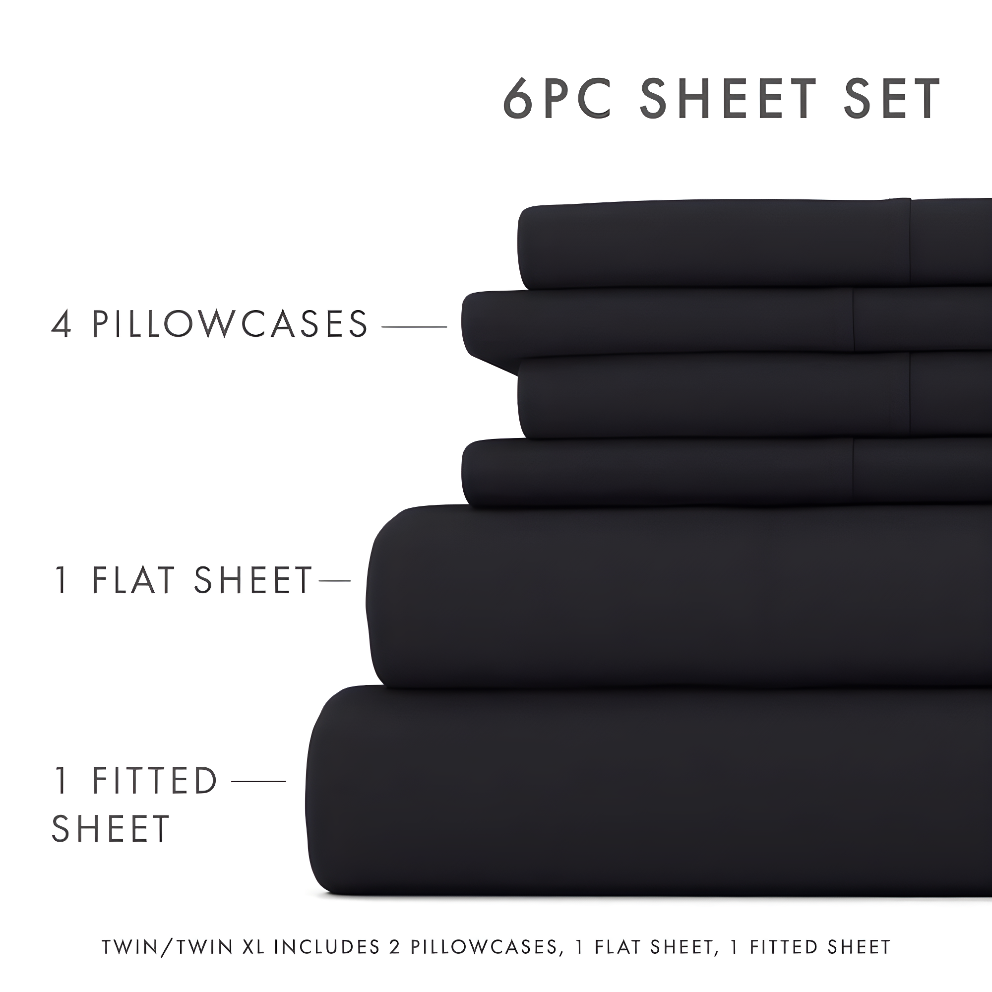 Black Solid Microfiber Queen Deep Pocket Sheet Set