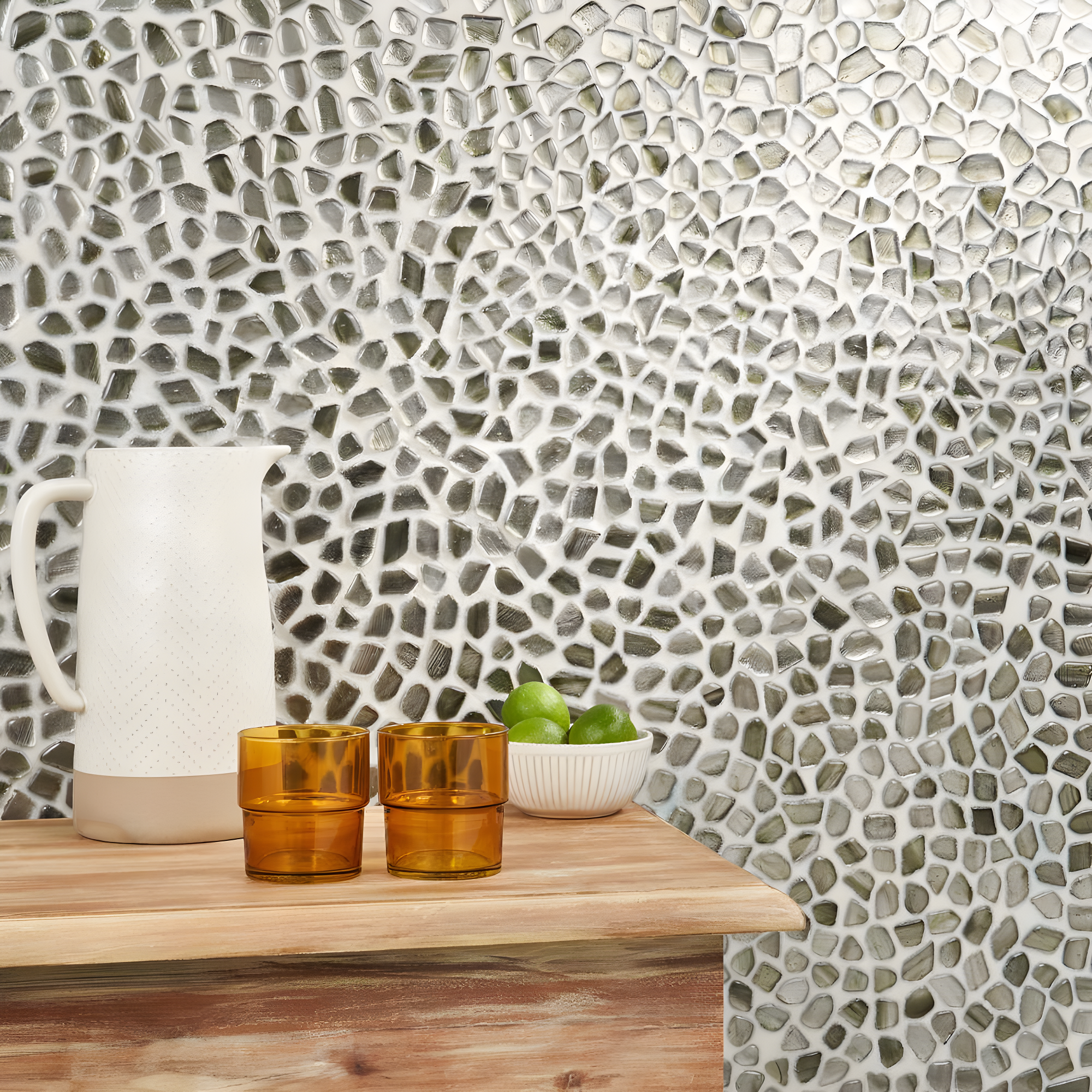 Bond Tile Fractal Pebble 11.88 in. x 11.88 in. Polished Glass Wall Mosaic Tile (0.98 Sq. Ft. / Each)