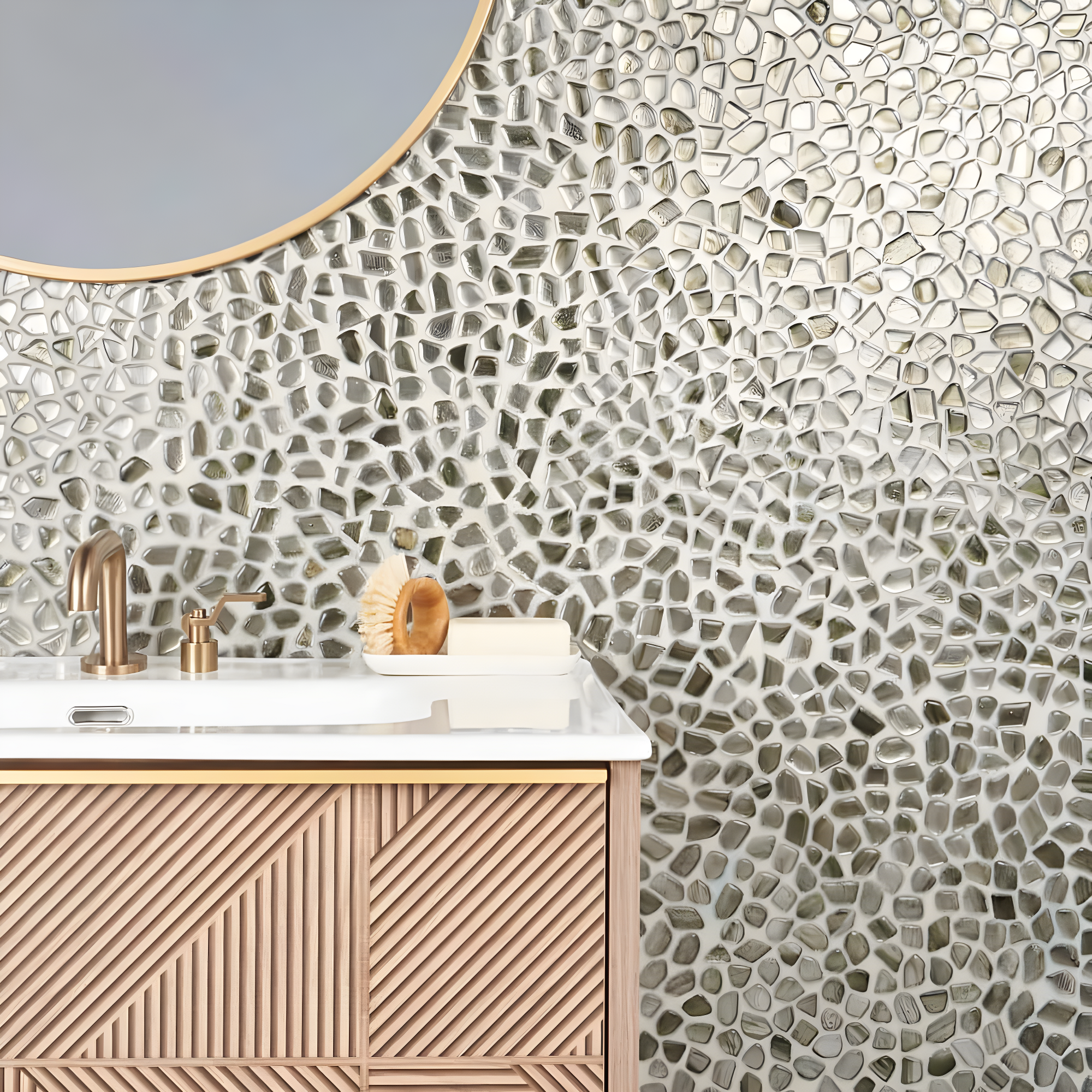 Bond Tile Fractal Pebble 11.88 in. x 11.88 in. Polished Glass Wall Mosaic Tile (0.98 Sq. Ft. / Each)