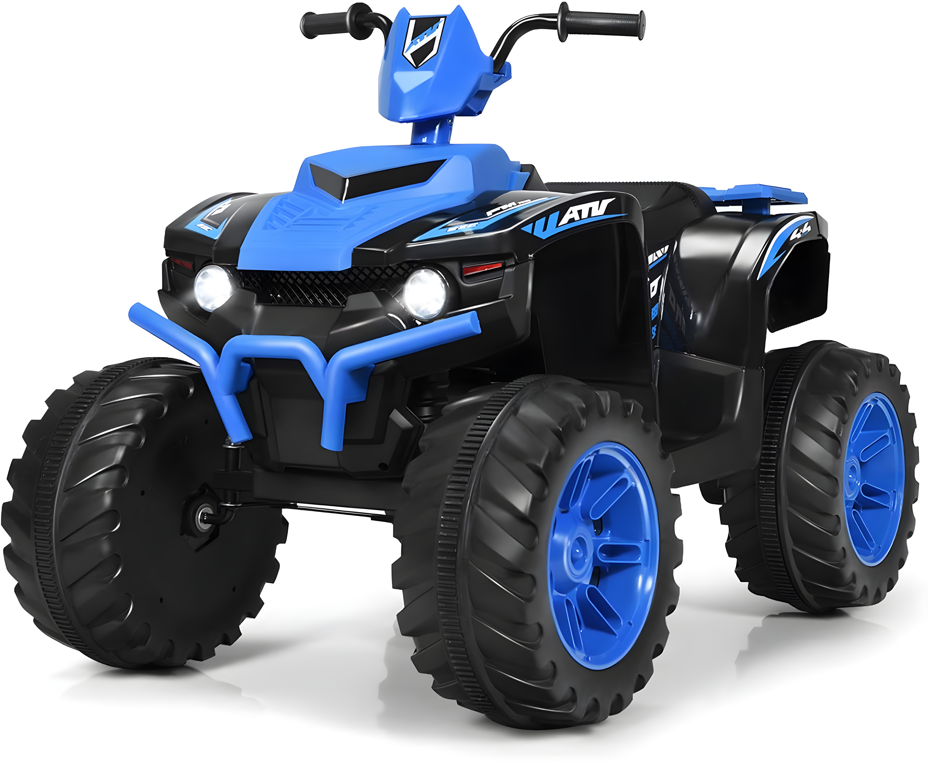 Costzon Kids ATV, 12V Battery Powered Electric Vehicle w/LED Lights, High & Low Speed, Horn, Music, USB, Treaded Tires, Ride on Car 4 Wheeler Quad for Boys & Girls Gift, Ride on ATV (Blue)
