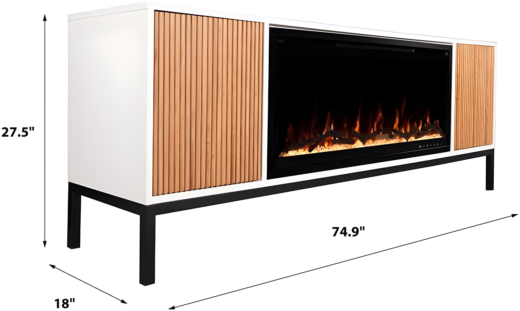 Modern Ember Emory Smart Electric Fireplace Tv Stand | 42” Firebox Heater | With Wi-fi App