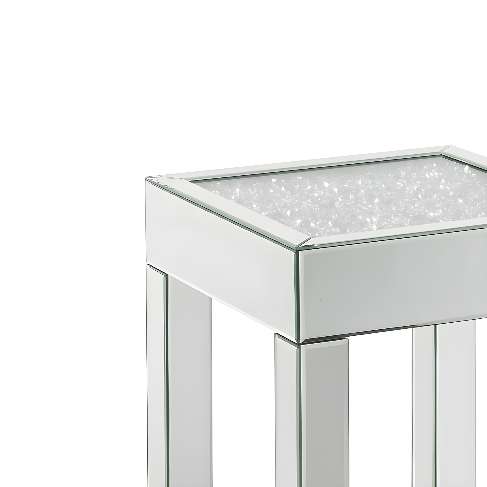 Noralie 16" Mirrored Accent Table Faux Diamonds - Acme Furniture: Elegant Silver Square Side Table
