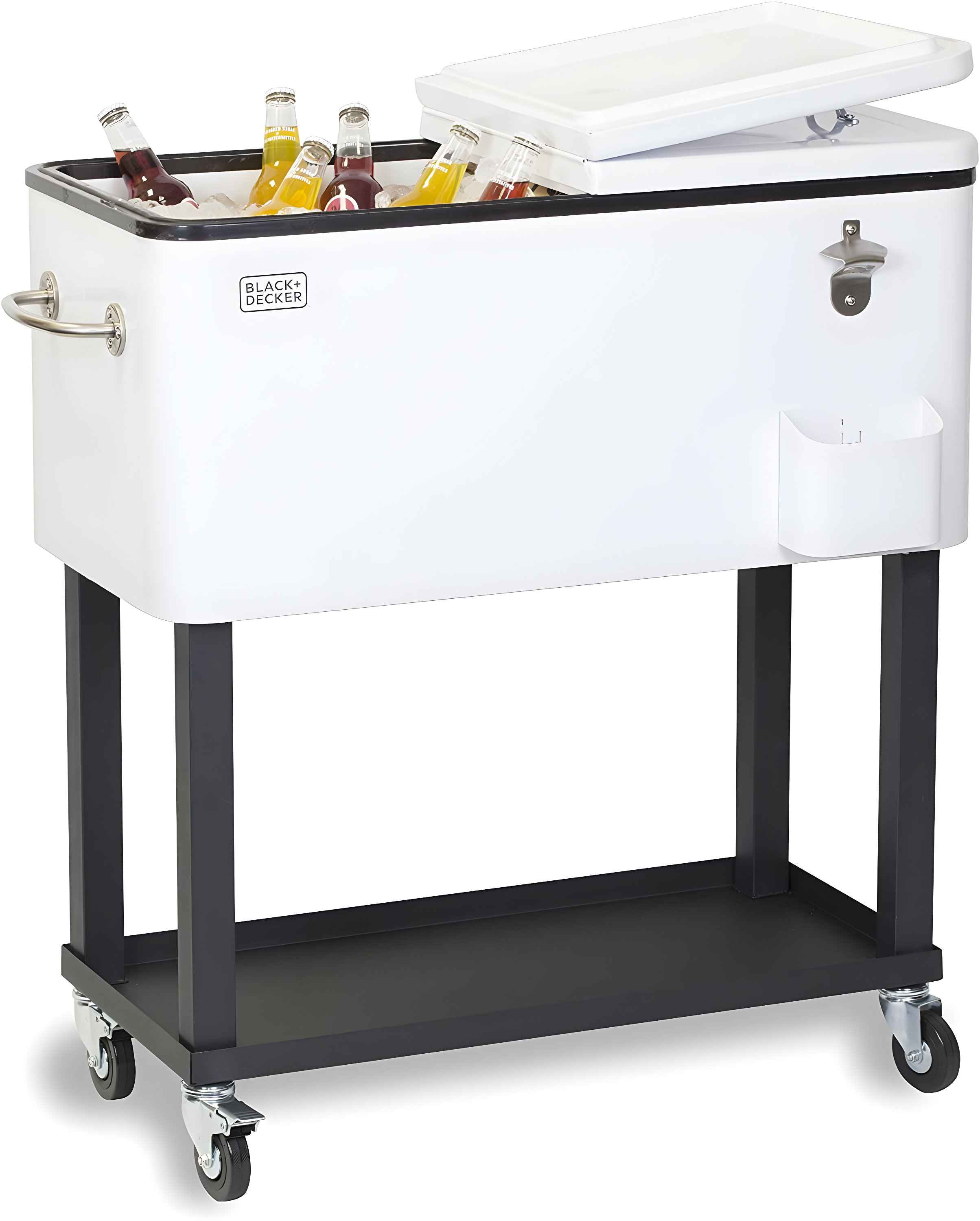 BLACK+DECKER Mobile Cooler Cart, 20-Gallon Capacity, White
