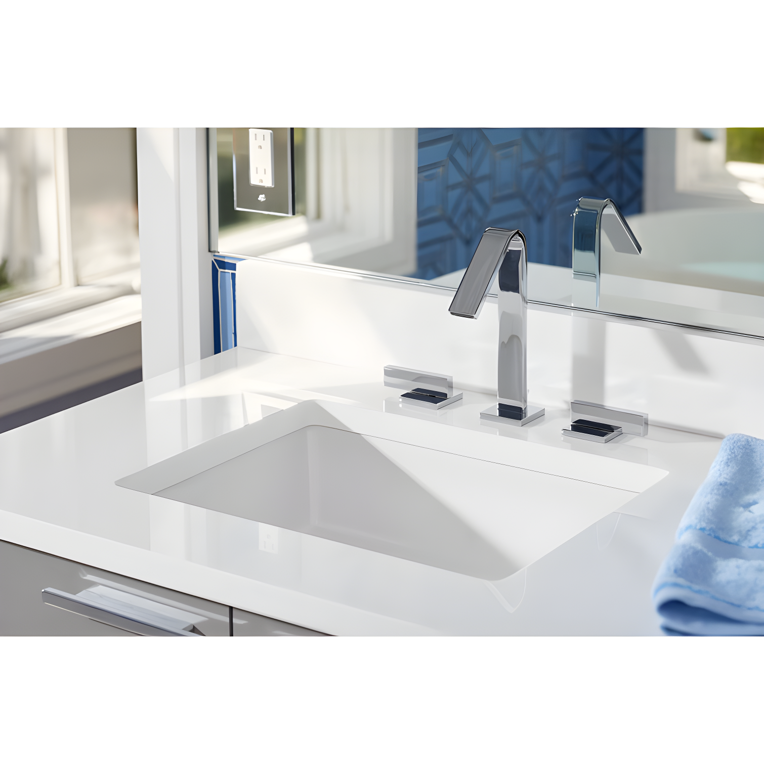 Verticyl Rectangular Undermount Bathroom Sink with Overflow