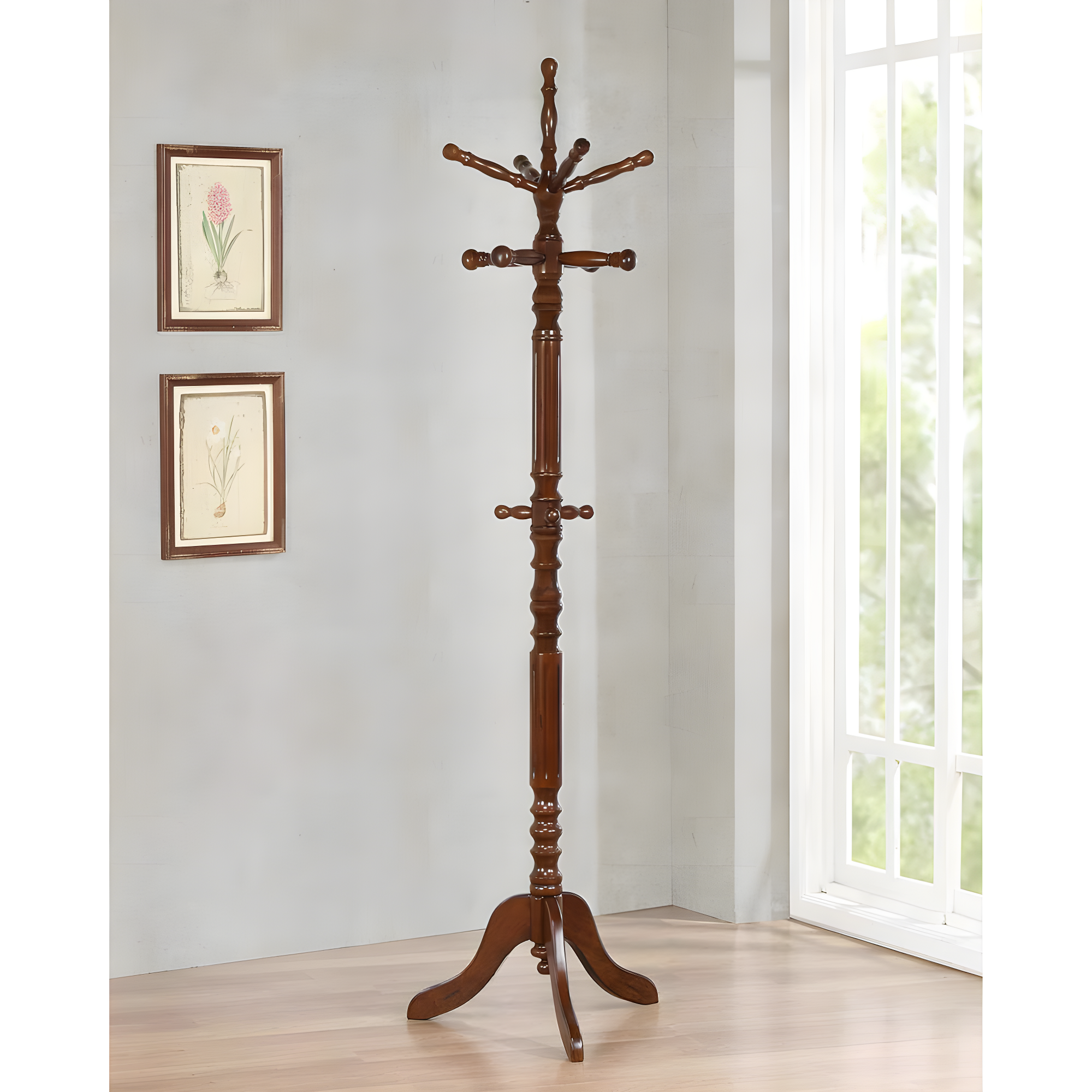 Coat Rack with 11 Hooks Dark Honey