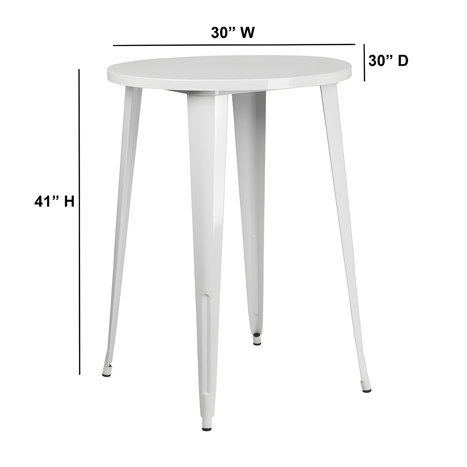 Flash Furniture Commercial Grade 30" Round White Metal Indoor-Outdoor Bar Height Table