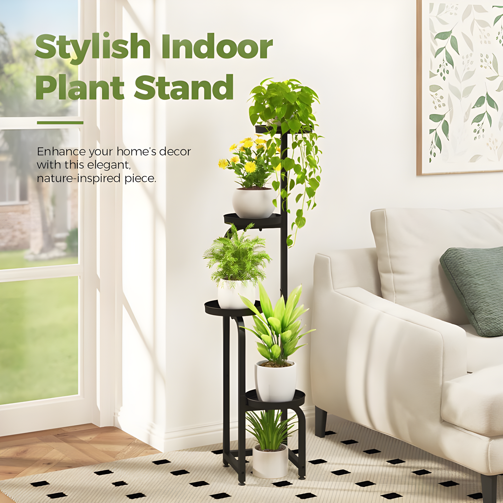 Tall Plant Stand Indoor Outdoor, 4 Tier Heavy Duty Plant Shelf For Patio Garden Balcony Living Room Bedroom