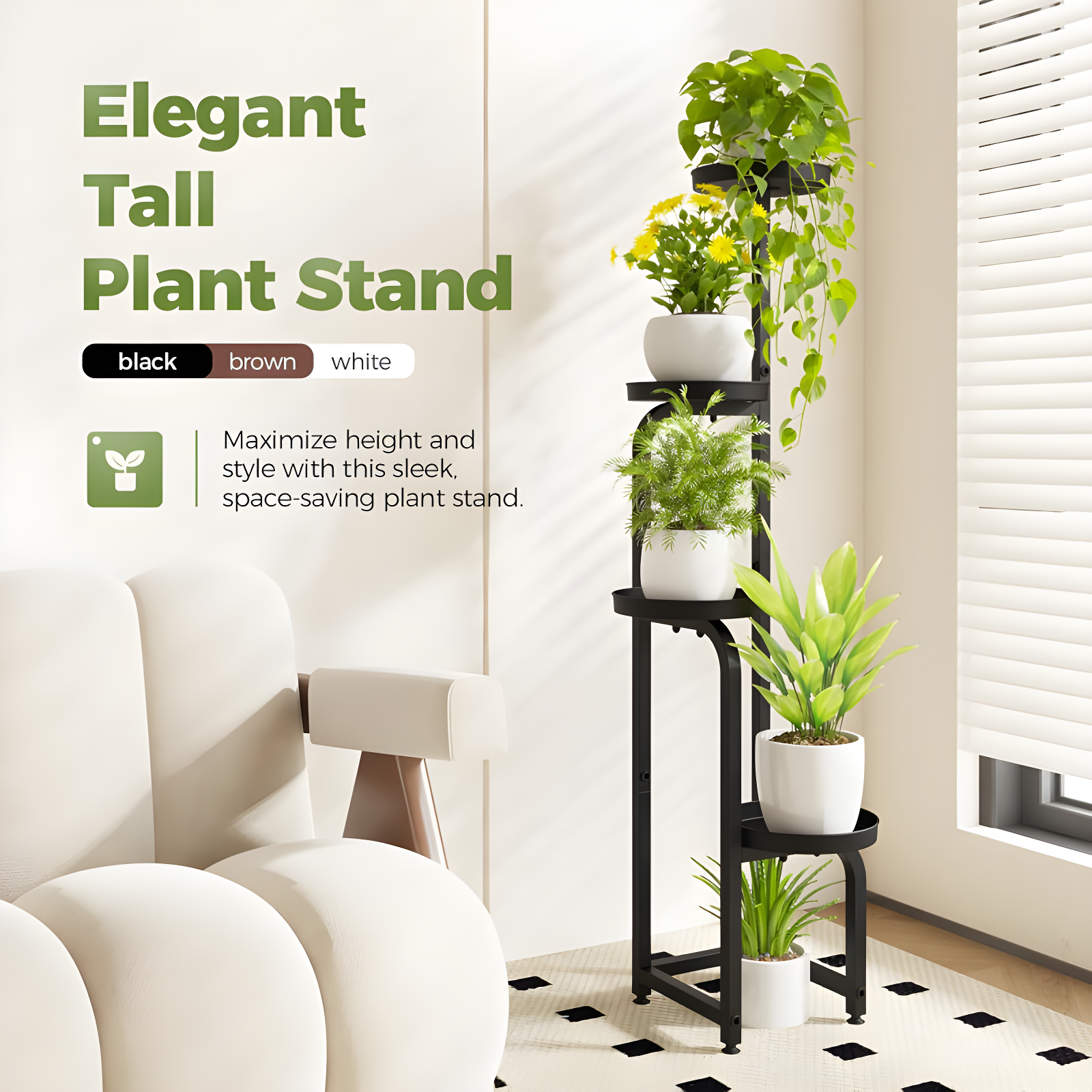 Tall Plant Stand Indoor Outdoor, 4 Tier Heavy Duty Plant Shelf For Patio Garden Balcony Living Room Bedroom