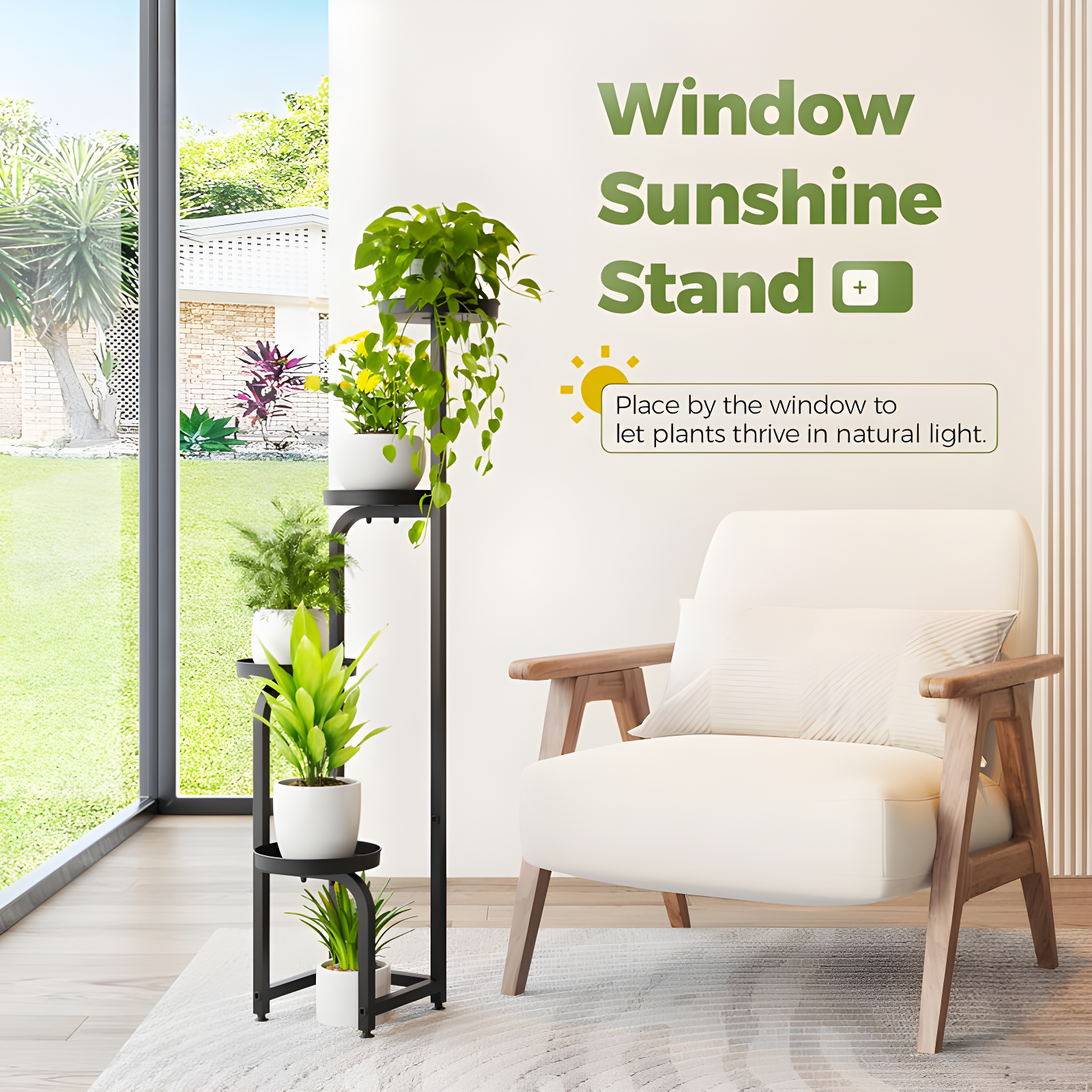 Tall Plant Stand Indoor Outdoor, 4 Tier Heavy Duty Plant Shelf For Patio Garden Balcony Living Room Bedroom