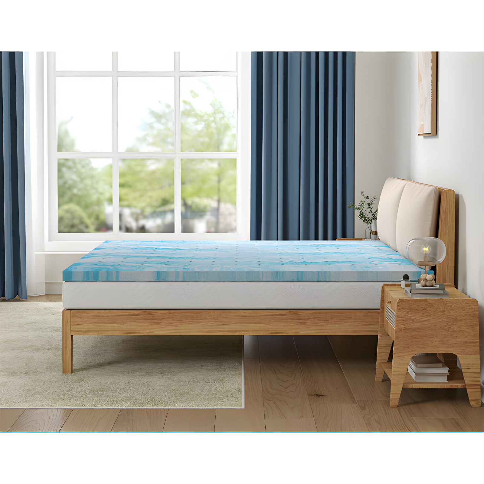 Alwyn Home 2 Inch Memory Foam Mattress Topper Twin Size, Gel Infused Memory Foam Bed Topper For Back Pain Relief, Cooling Mattress Pad,(Blue/Twin)