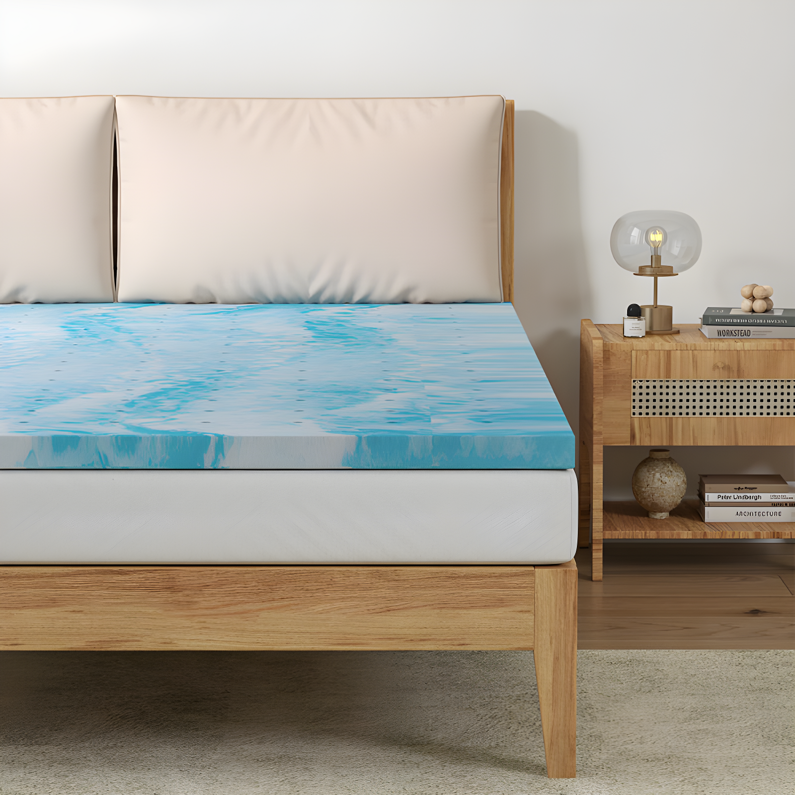 Alwyn Home 2 Inch Memory Foam Mattress Topper Twin Size, Gel Infused Memory Foam Bed Topper For Back Pain Relief, Cooling Mattress Pad,(Blue/Twin)