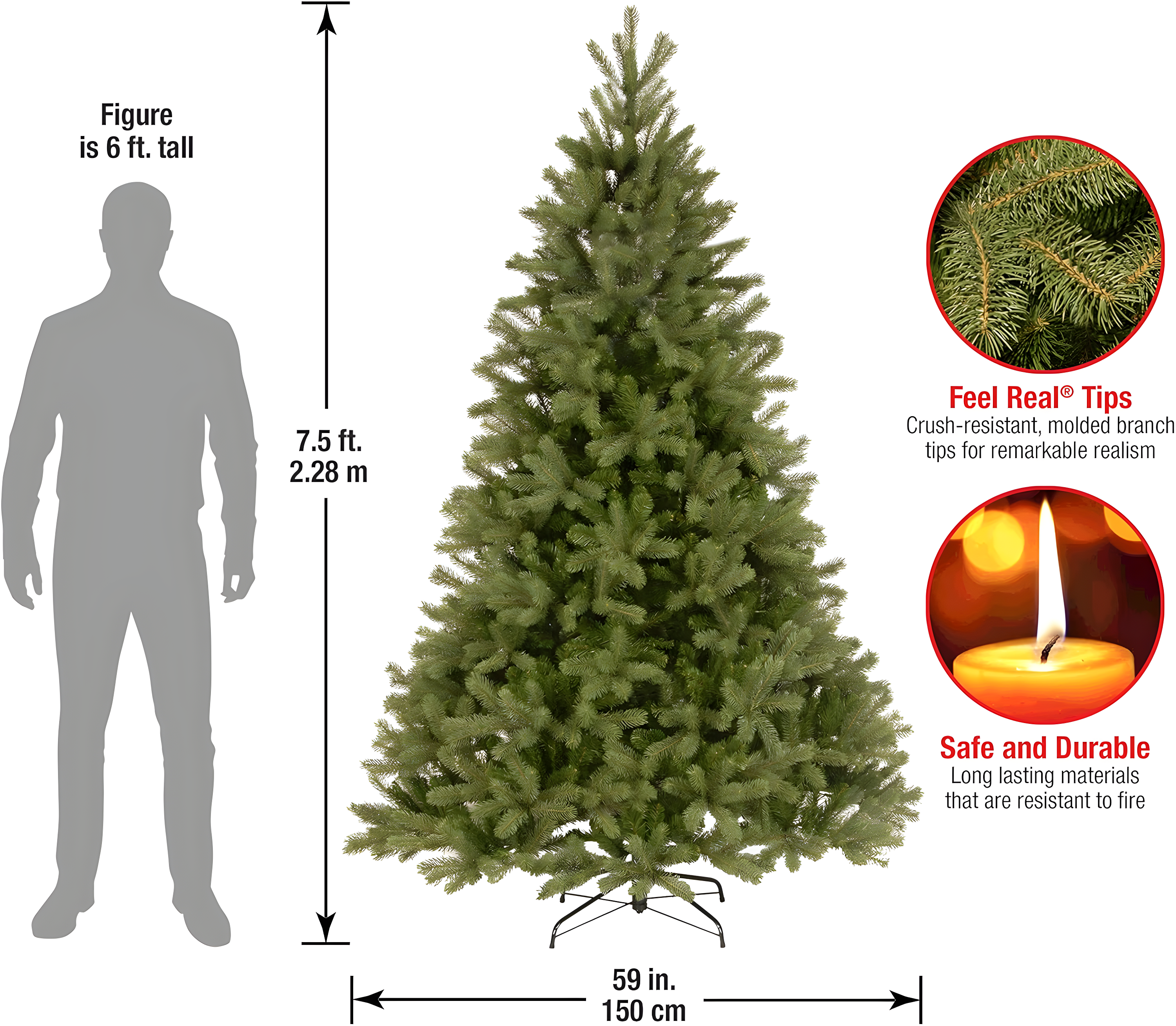 7.5' Unlit Feel Real Downswept Douglas Fir Artificial Christmas Tree - National Tree Company