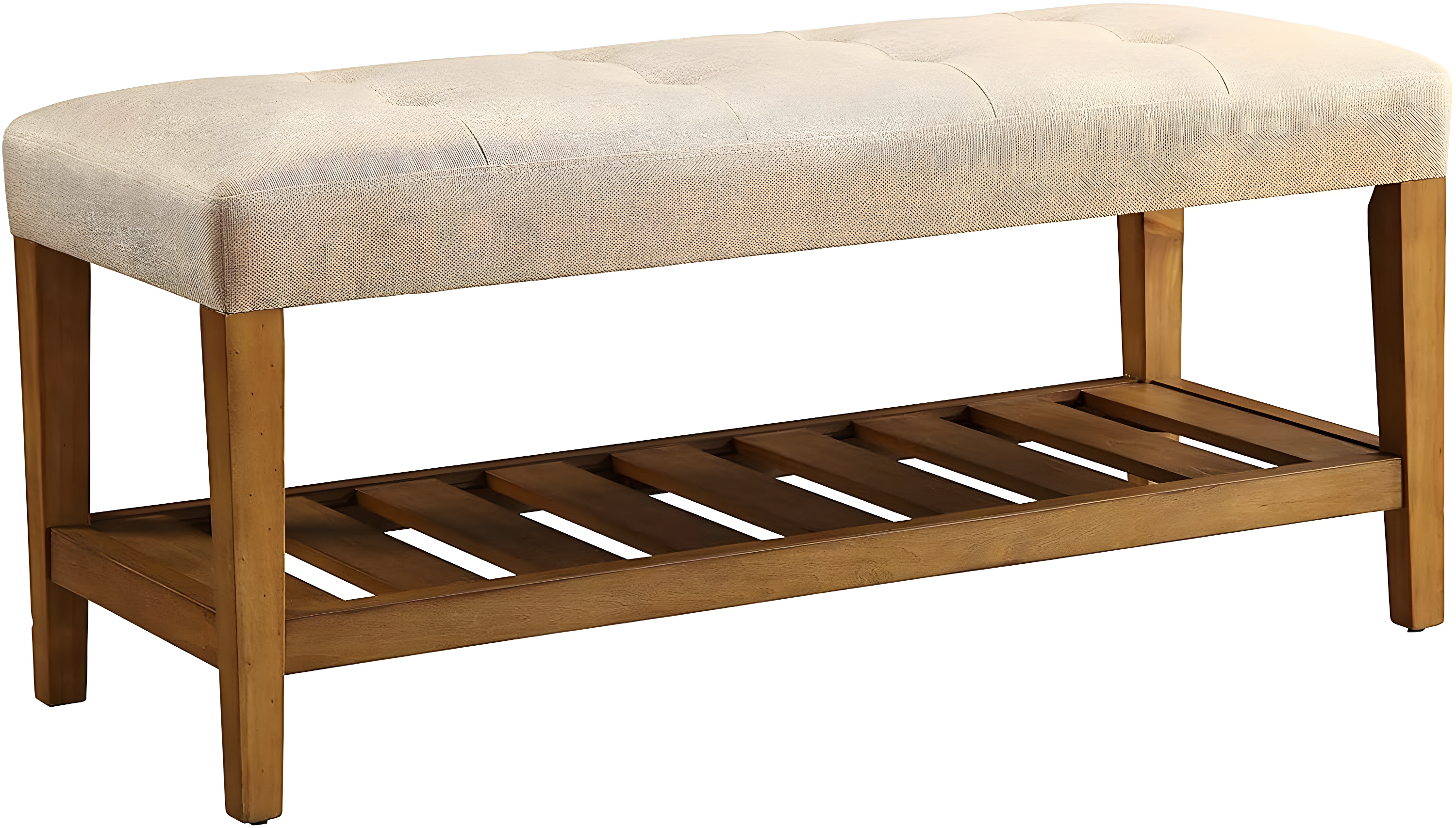 Acme Furniture Charla Ottomans and Benches Beige Fabric/Oak Finish