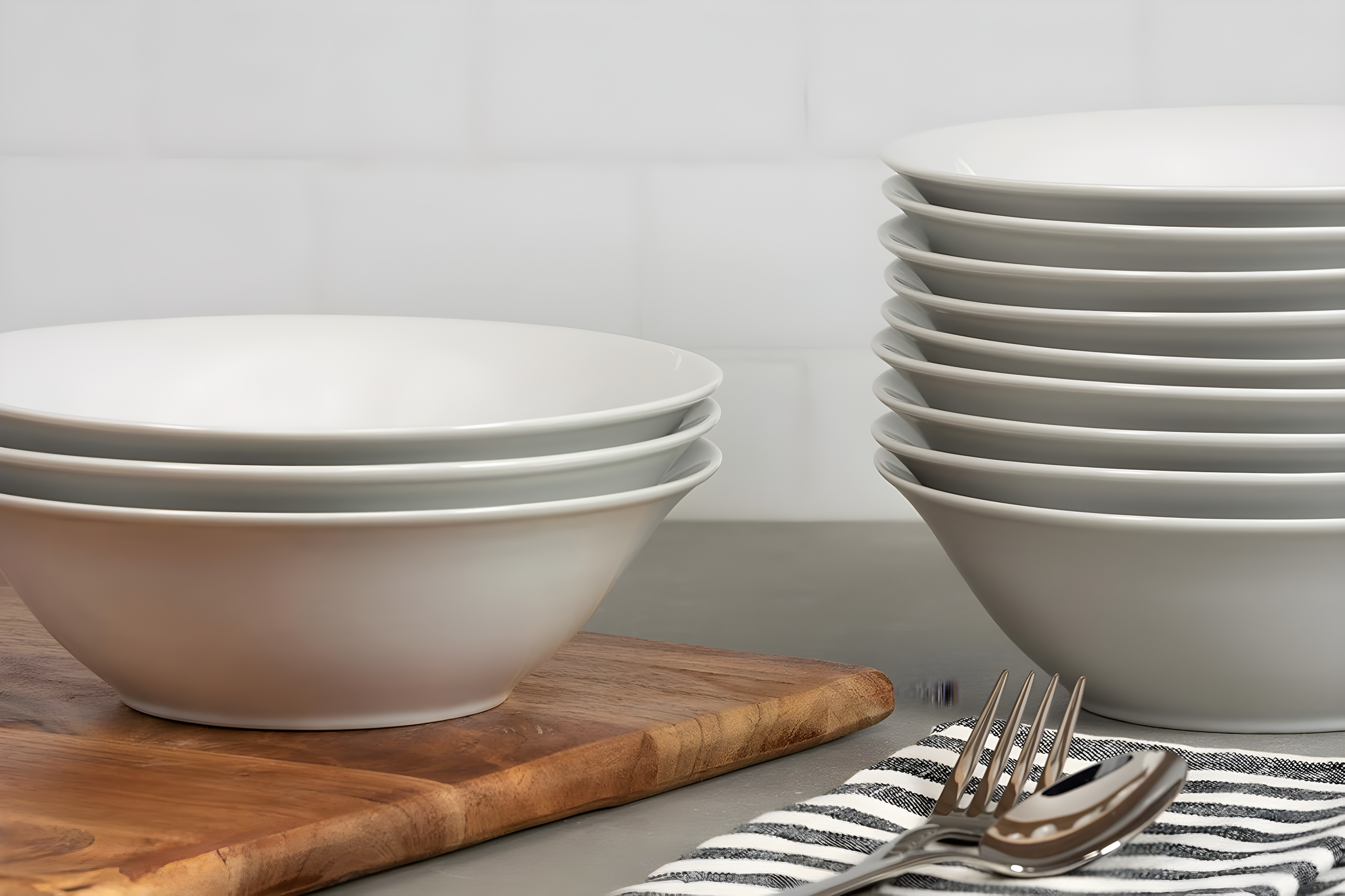 Ten Strawberry Street 7" Catering Round Ceramic Cereal Bowl, Set of 12, White