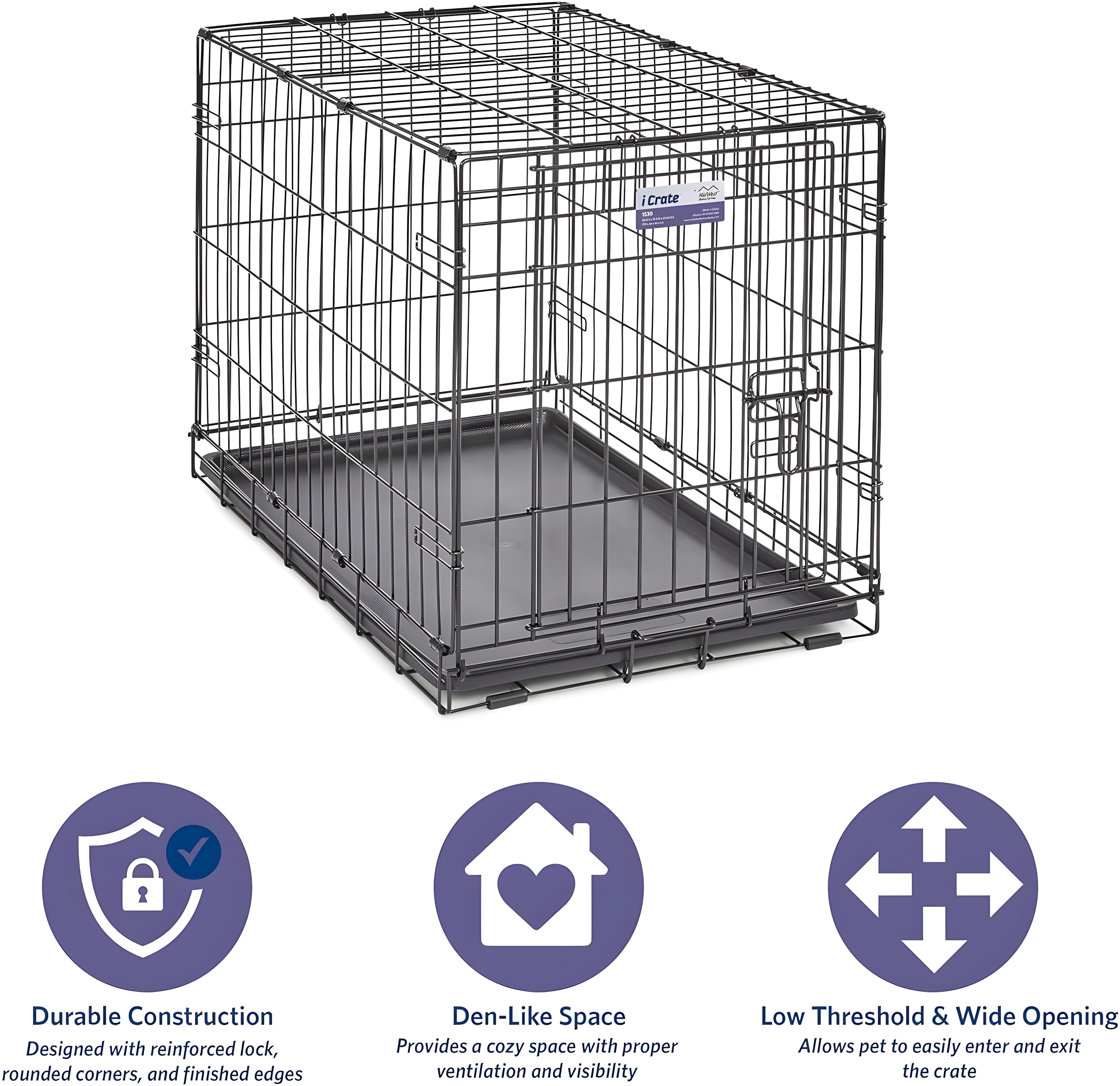 MidWest Homes for Pets Newly Enhanced Single Door iCrate Dog Crate Includes Divider Panel
