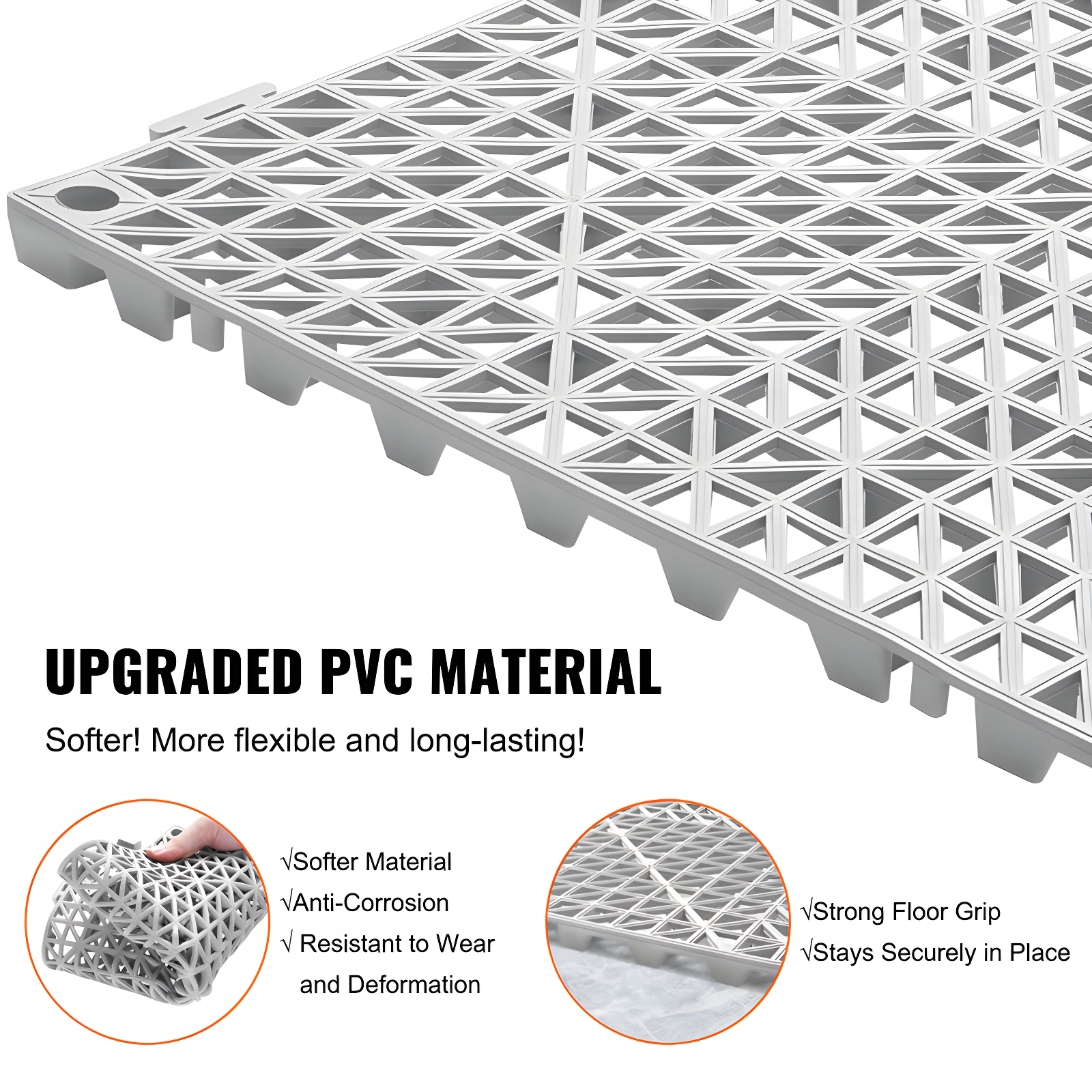VEVOR 12'' W x 12'' L Garage Flooring Drain Tiles (Set of 12)